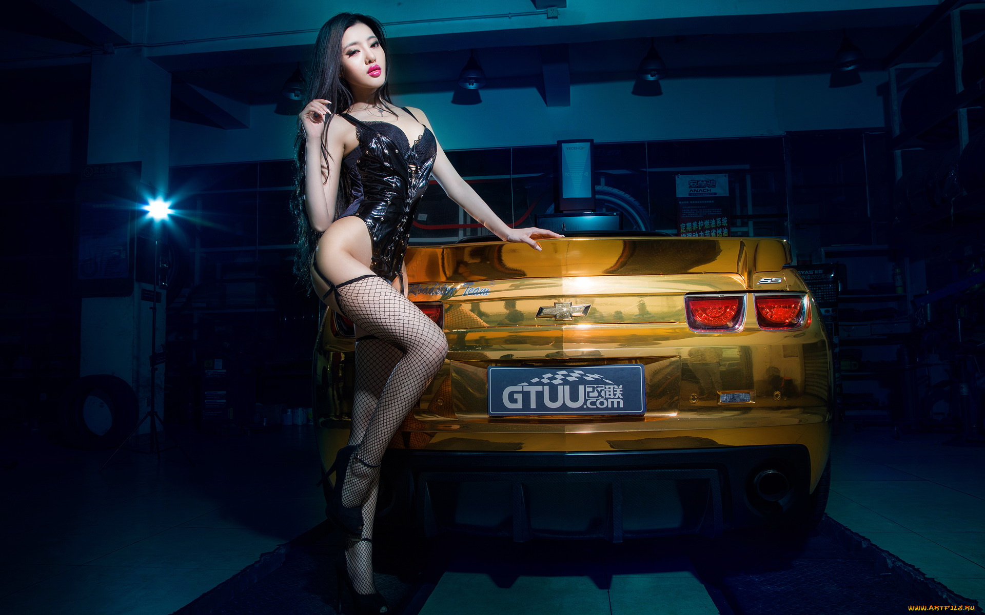 автомобили, авто, девушками, девушка, автомобиль, чулки, гараж, азиатка