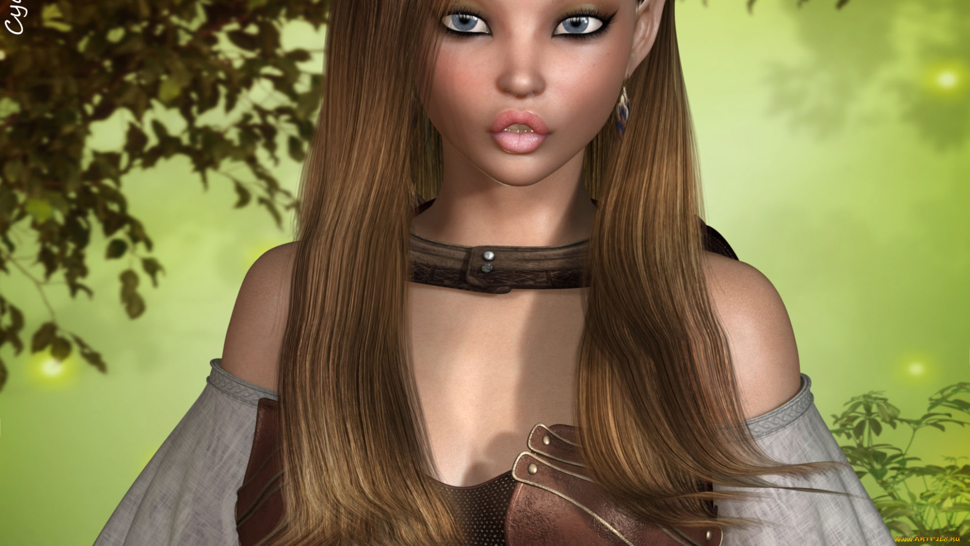 3д, графика, эльфы, , elves, эльфийка, взгляд