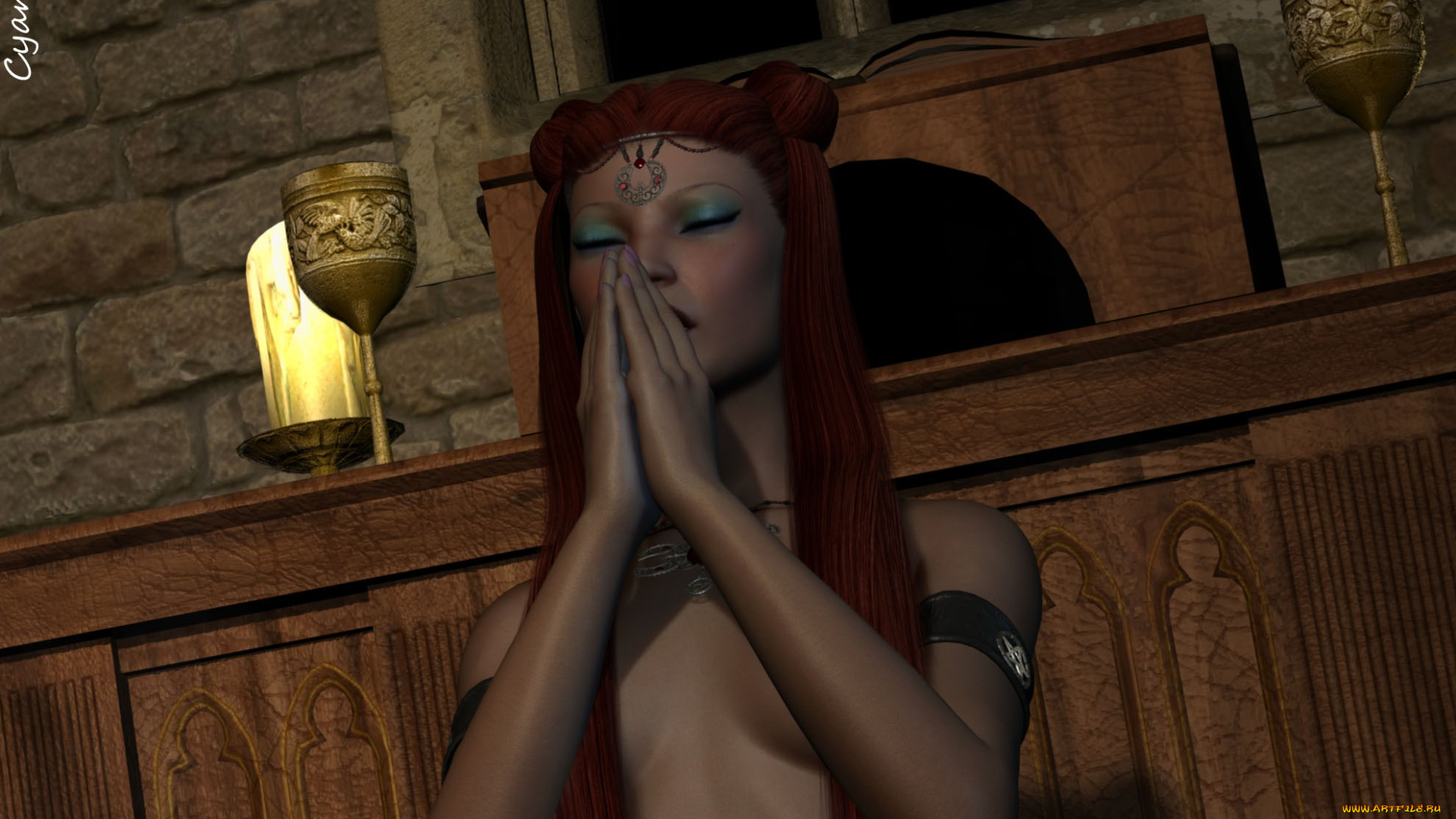 3д, графика, люди, , people, девушка, чаша