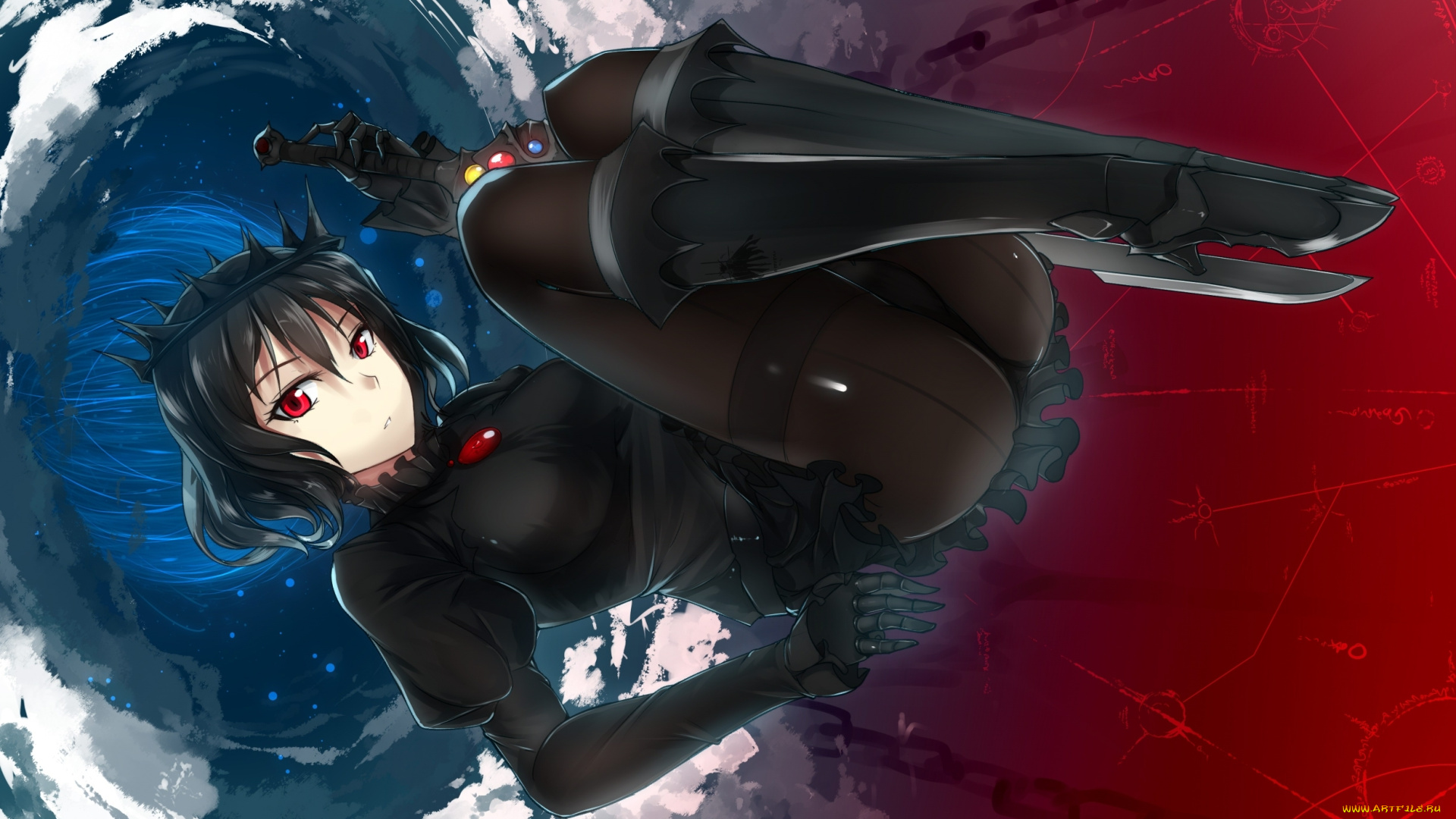 аниме, -weapon, , blood, &, technology, корона, меч, цепь, девушка, swordwaltz, арт, сфера, оружие