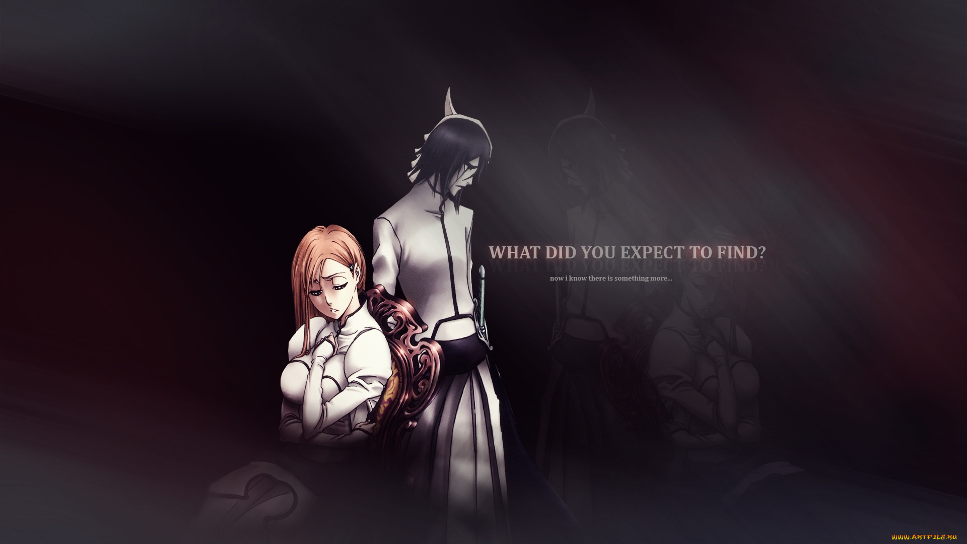 аниме, bleach, блич, арт, девушка, парень, орихиме, улькиорра