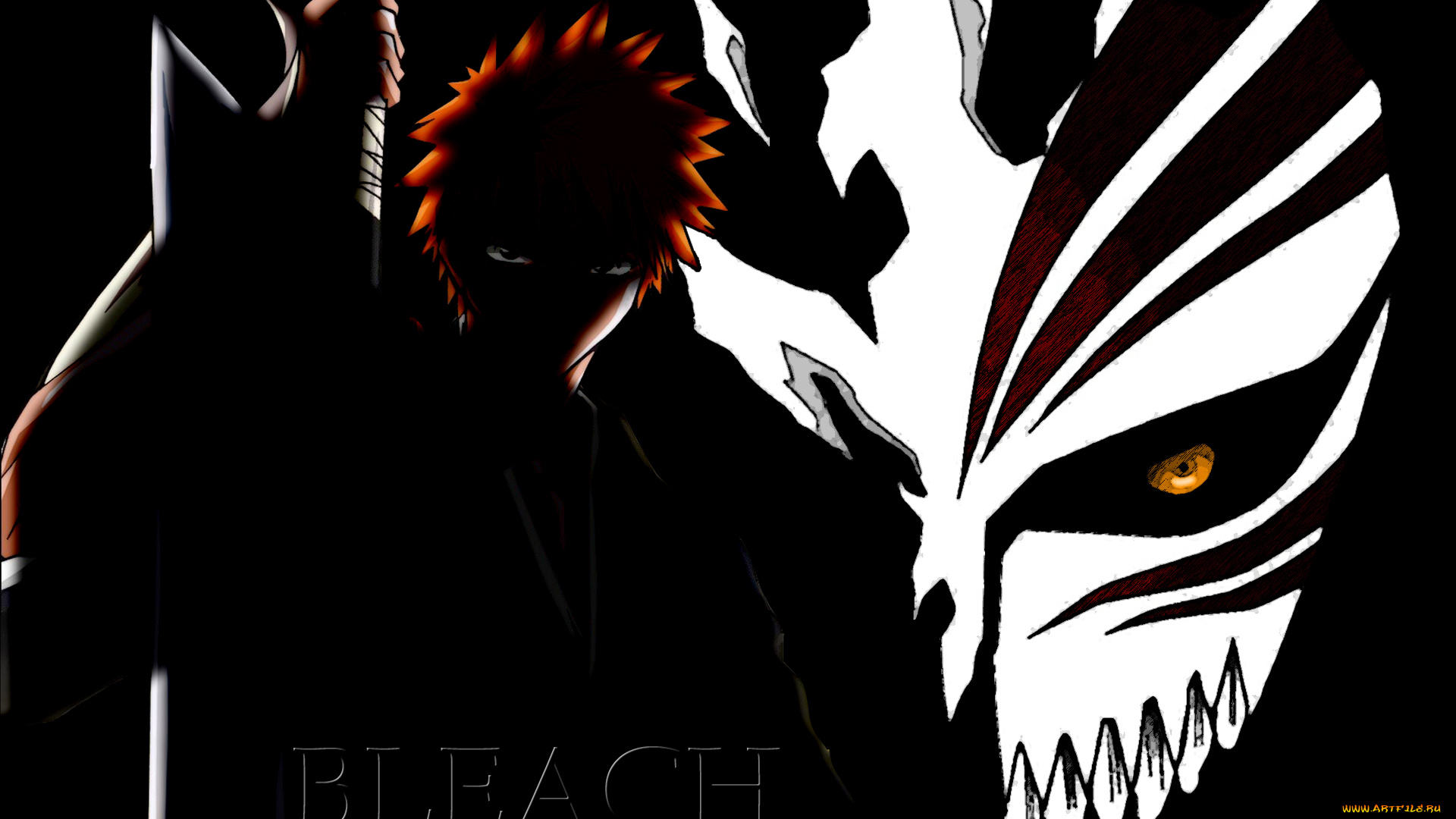 аниме, bleach, маска, блич, ичиго, куросаки