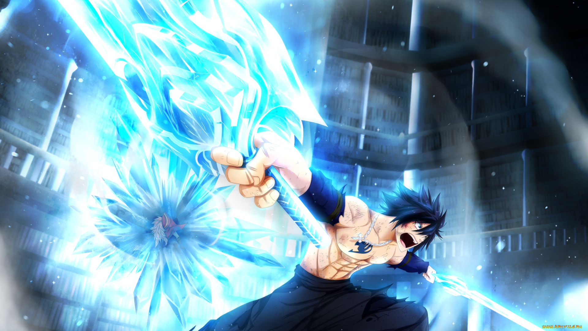 аниме, fairy, tail, rufus, lore, gray, fullbuster, мечи, сказка, о, хвосте, феи, fairy, tail, лед, оружие, битва, парни, kortrex, арт