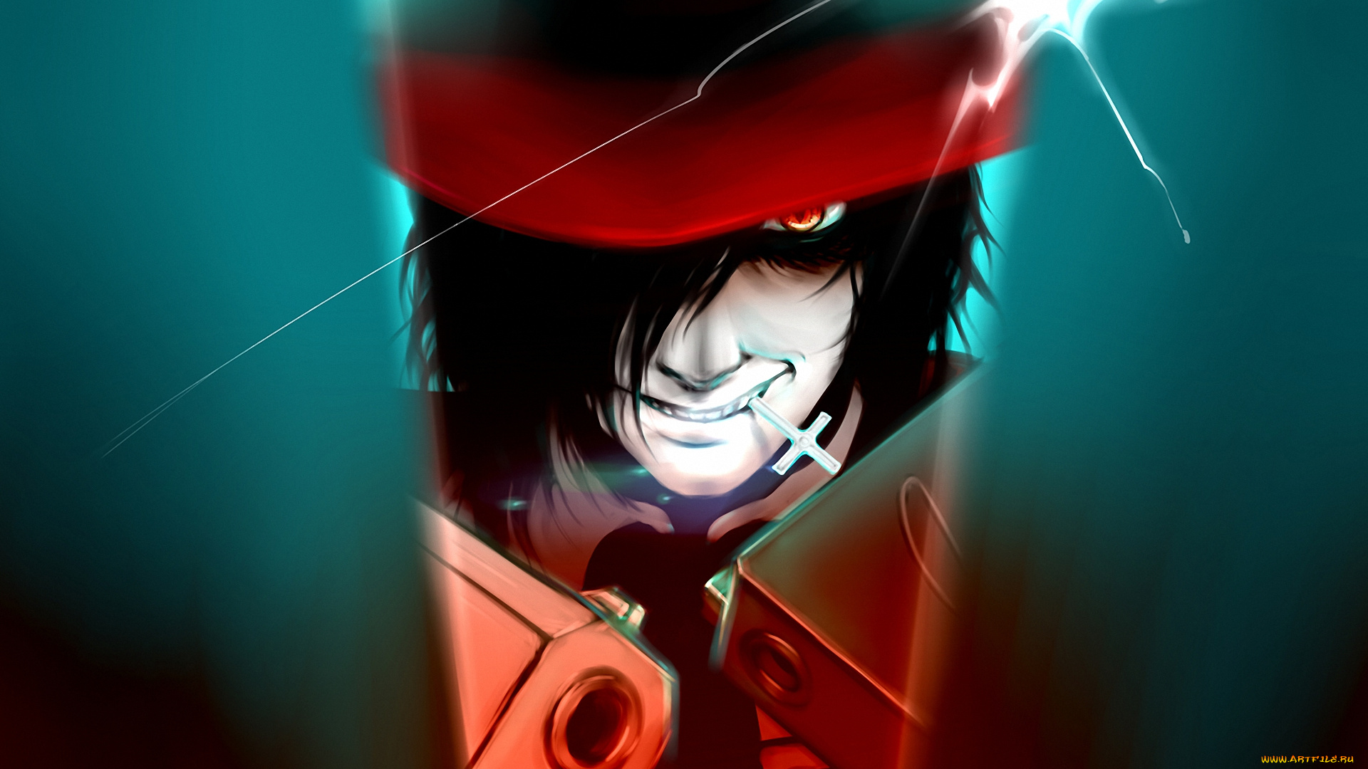 аниме, hellsing, alucard, vampire, пистолет, дракула, вампир