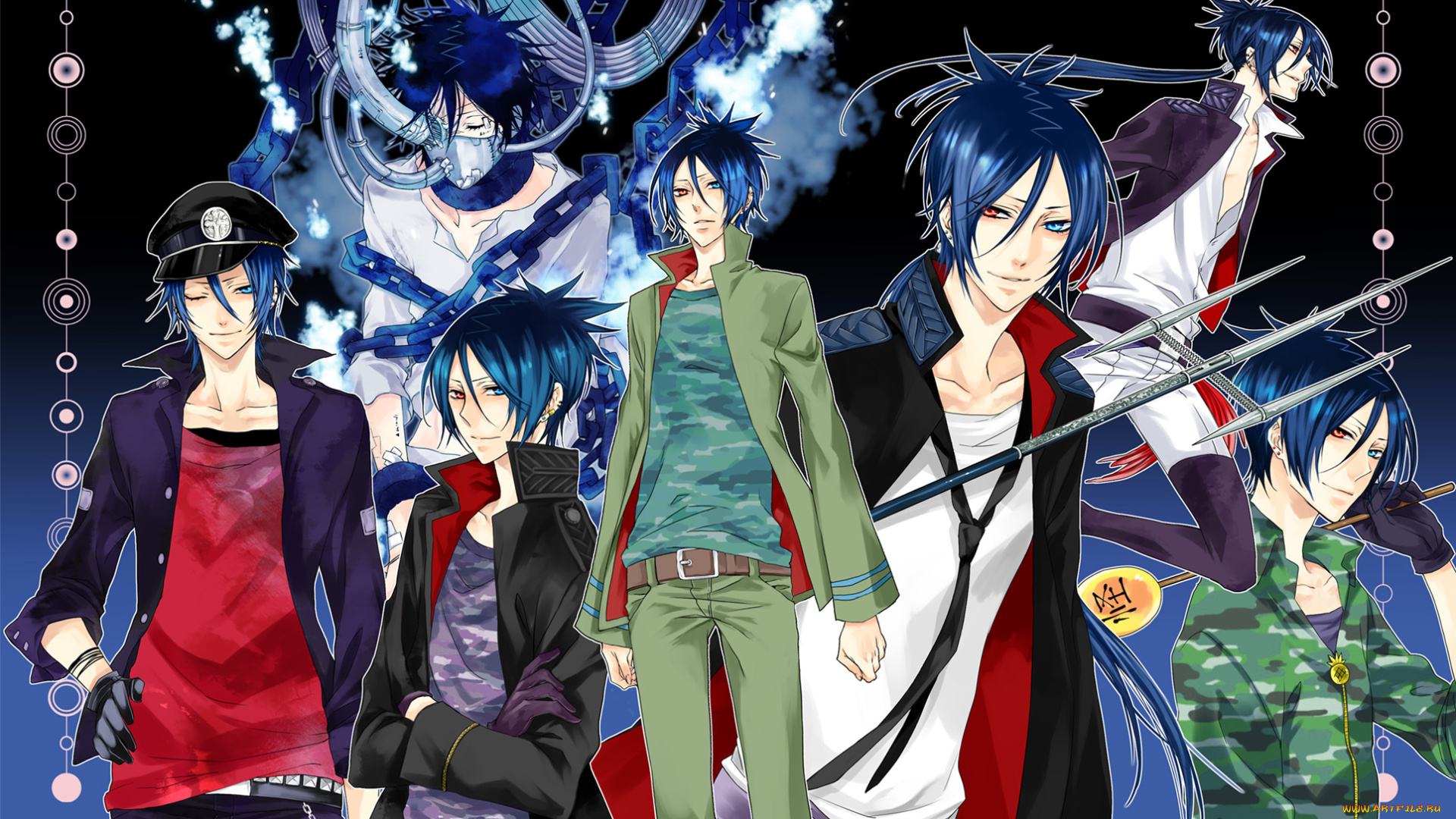 аниме, katekyo, hitman, reborn, учитель, мафиози, реборн, рокудо, мукуро, парень, персонаж, тризубец, иллюзионист, синие, волосы