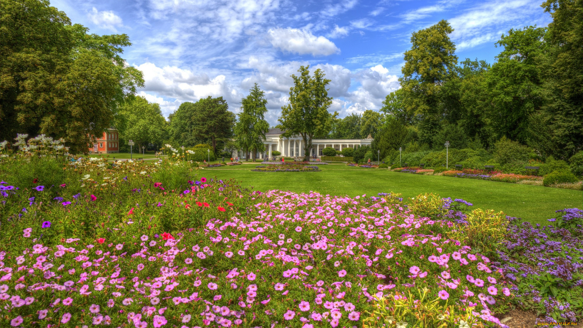 bad, oeynhausen, , germany, города, -, пейзажи, цветы, луг, усадьба, парк