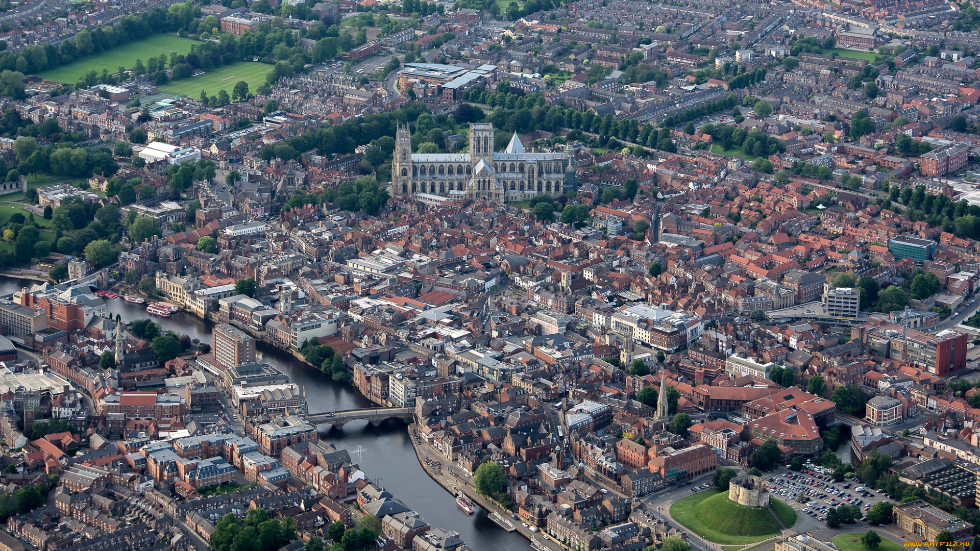 йорк, , англия, города, -, панорамы, церковь, дома