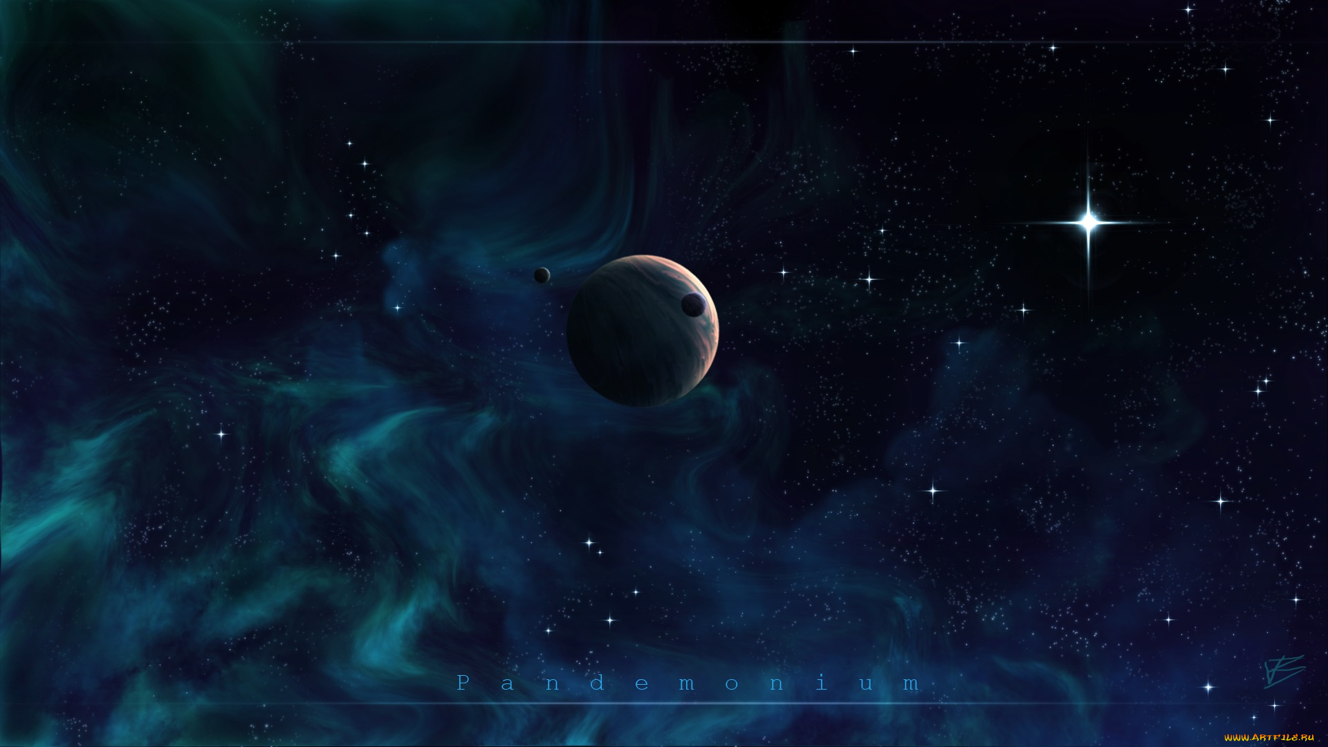космос, арт, планеты, звезды