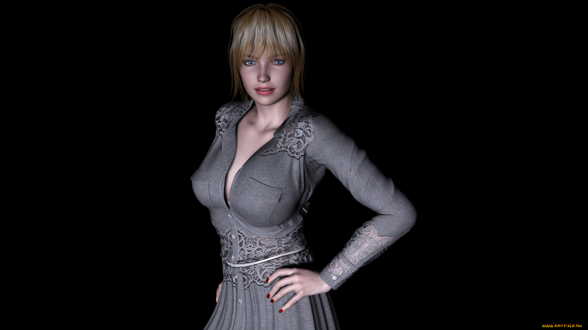 monika, 3д, графика, люди, , people, девушка, взгляд, фон