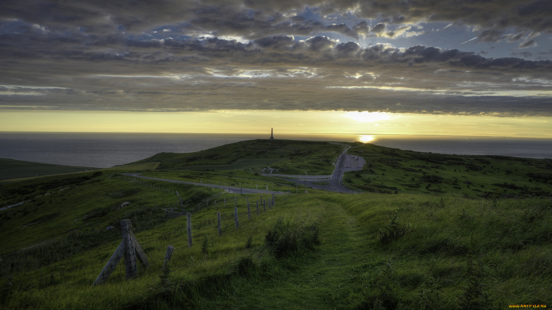 природа, побережье, океан, берег, дорога, горизонт