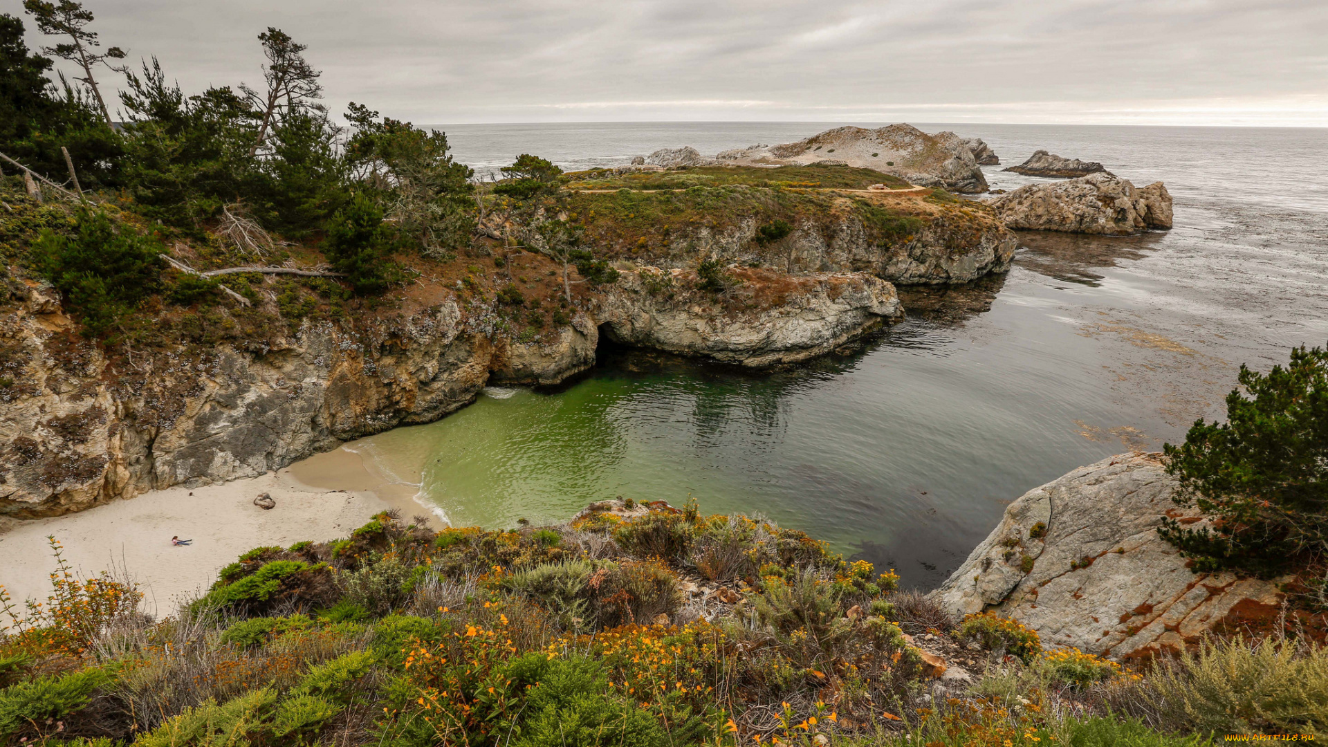 природа, побережье, океан, бухта, пляж