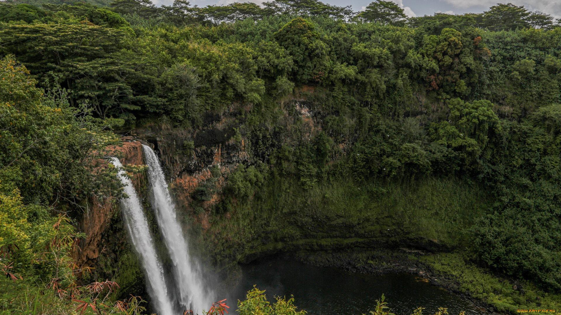 природа, водопады, скалы, лес, водопад