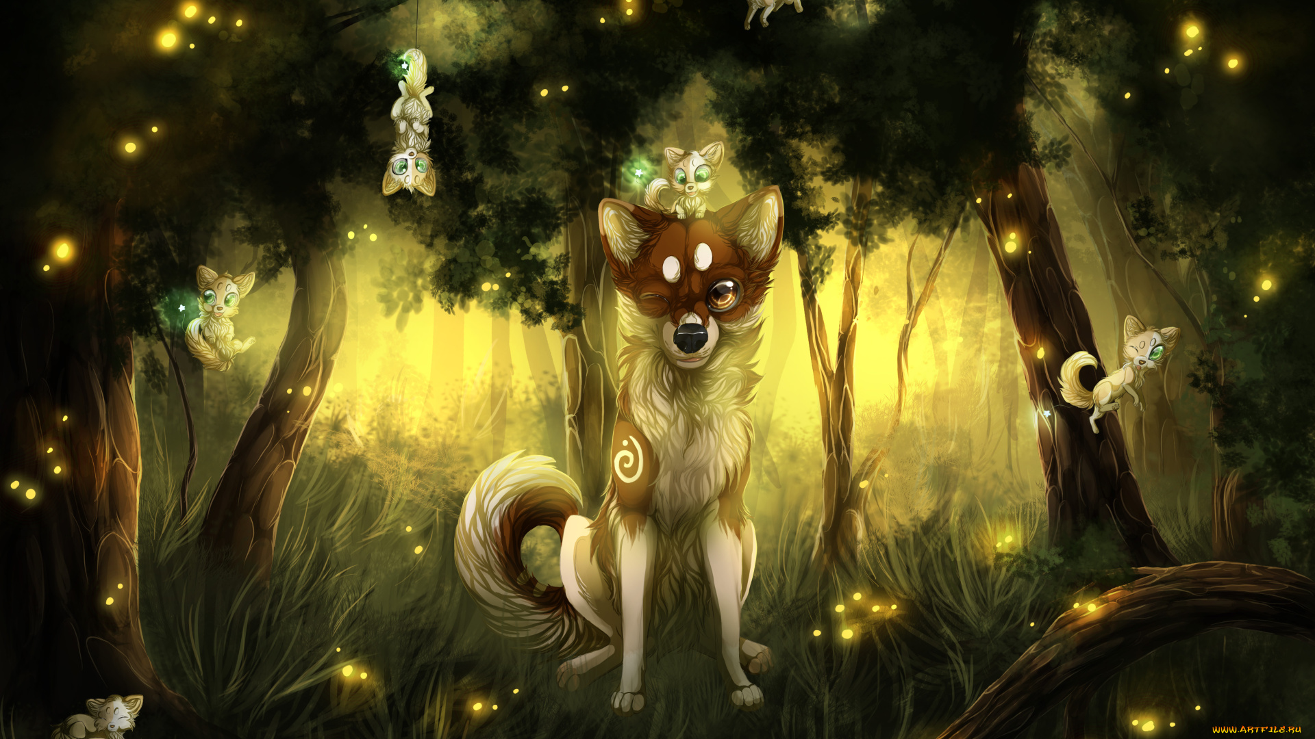 рисованные, животные, , лисы, лиса