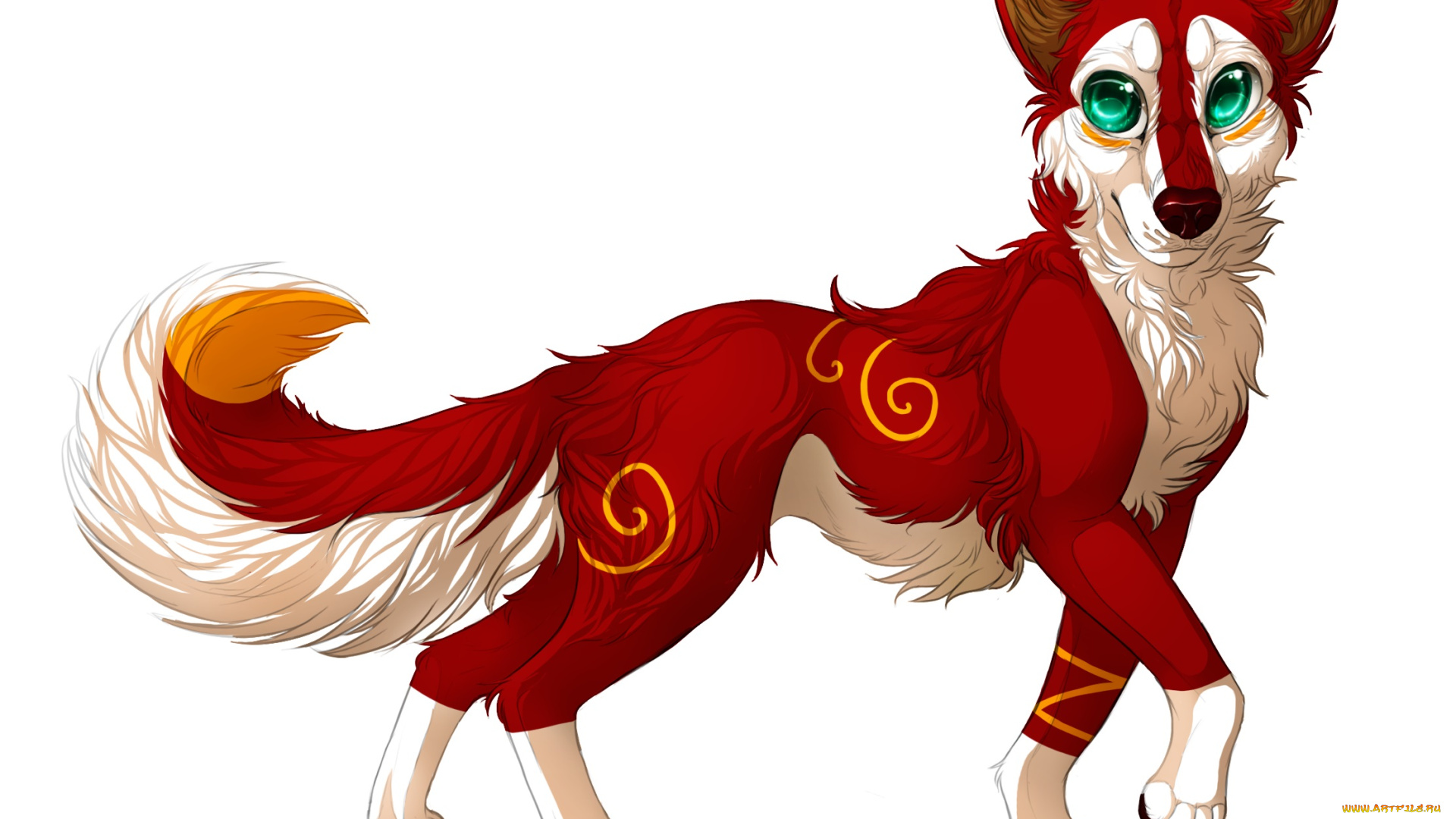 рисованные, животные, , сказочные, , мифические, фон, собака