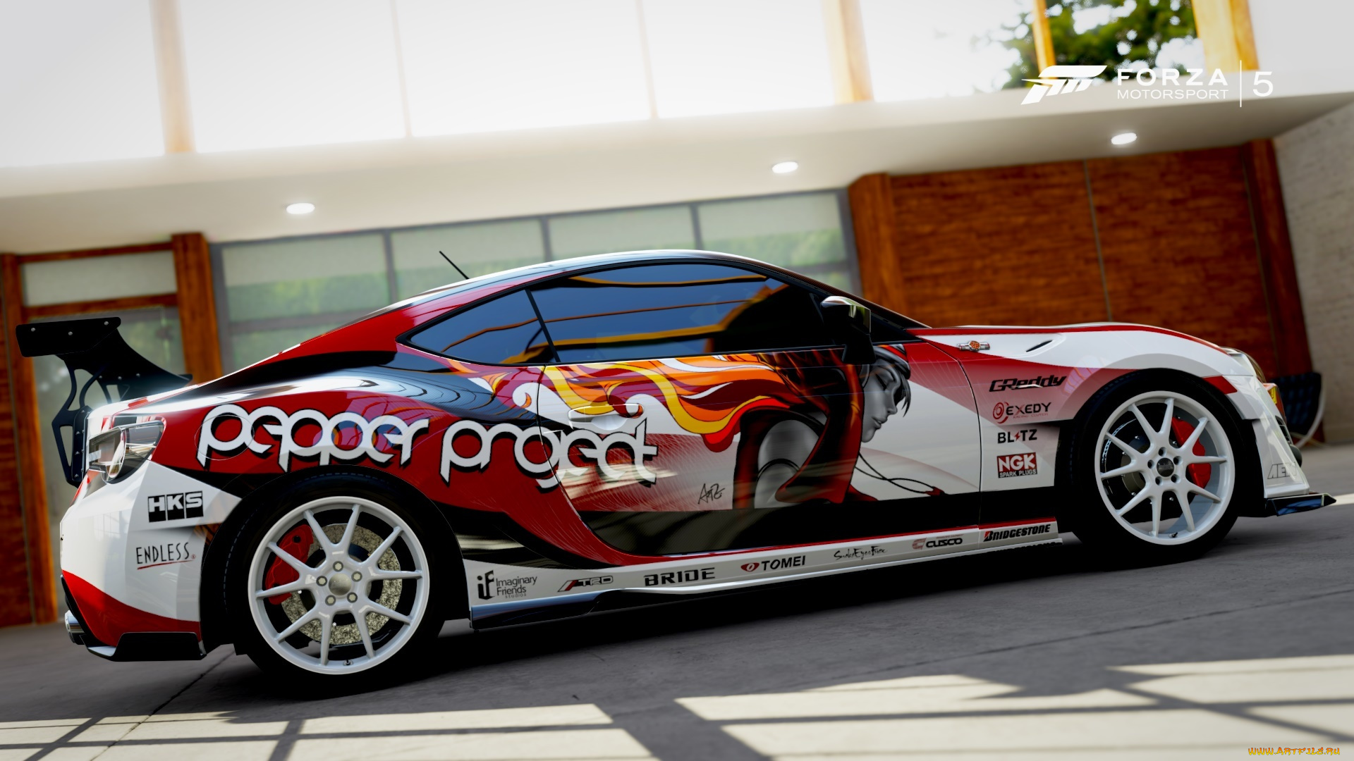 видео, игры, forza, motorsport, 5, аэрография, машина, pepper, project, toyota, рендер, девушка, надписи