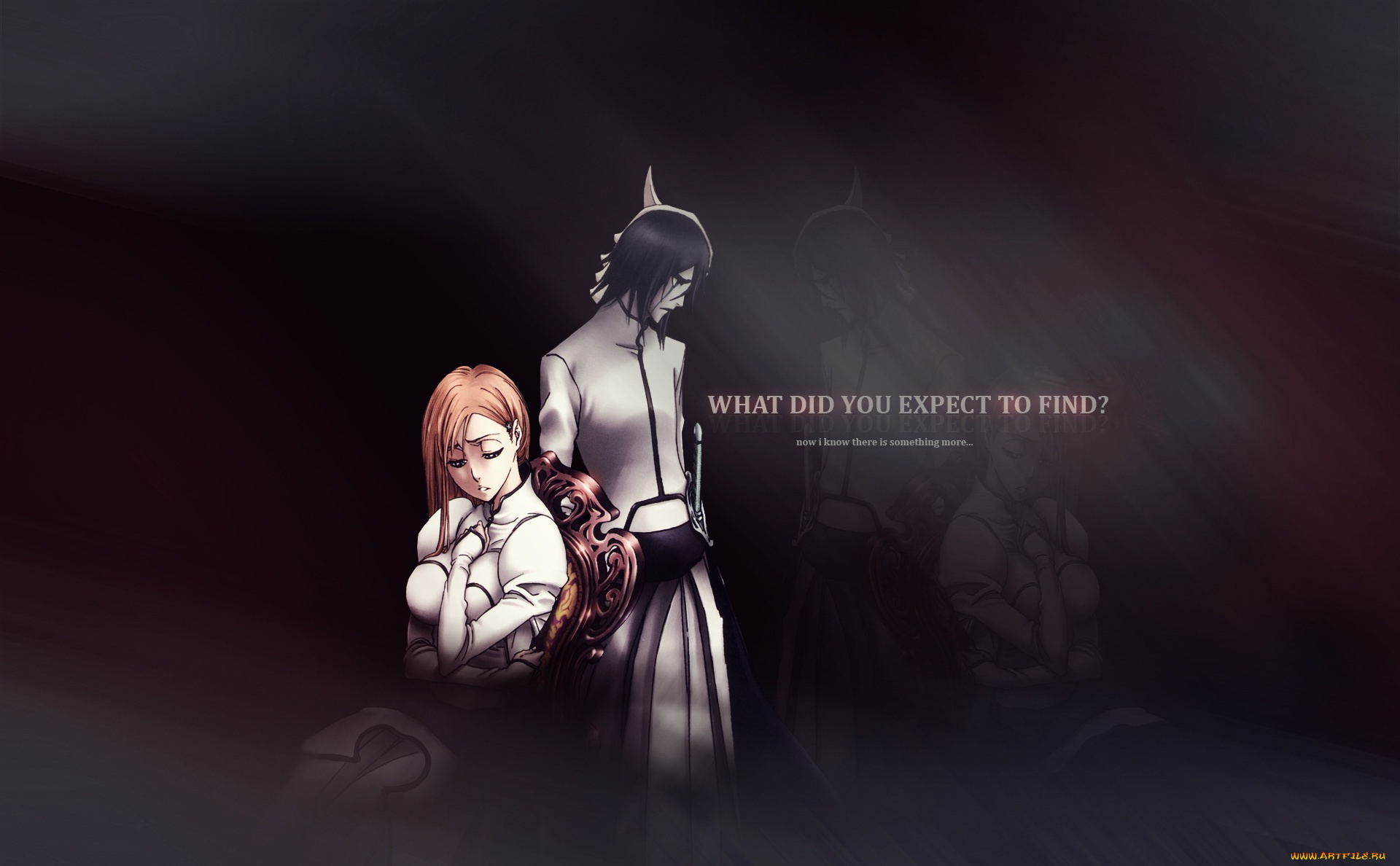 аниме, bleach, блич, арт, девушка, парень, орихиме, улькиорра