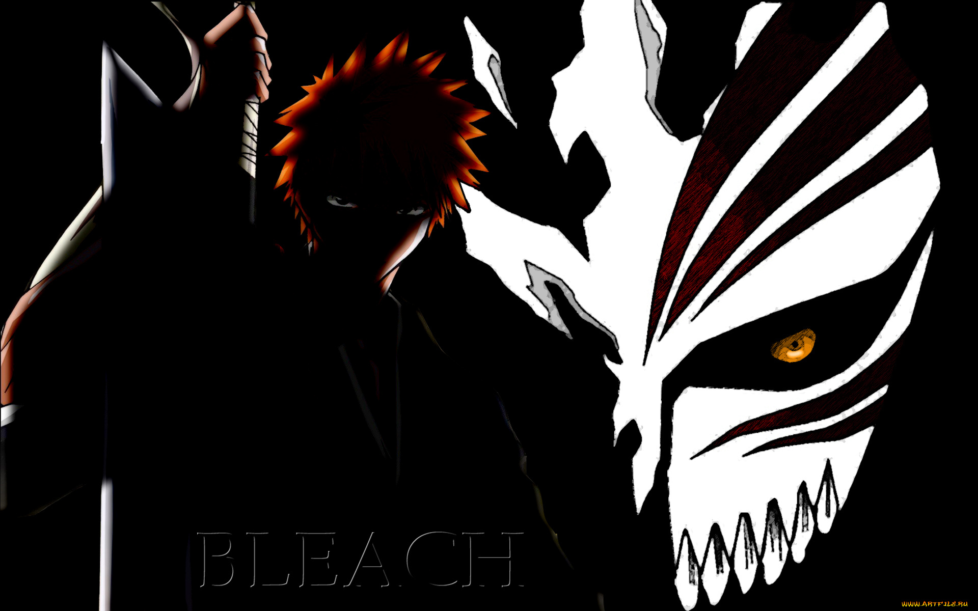 аниме, bleach, маска, блич, ичиго, куросаки