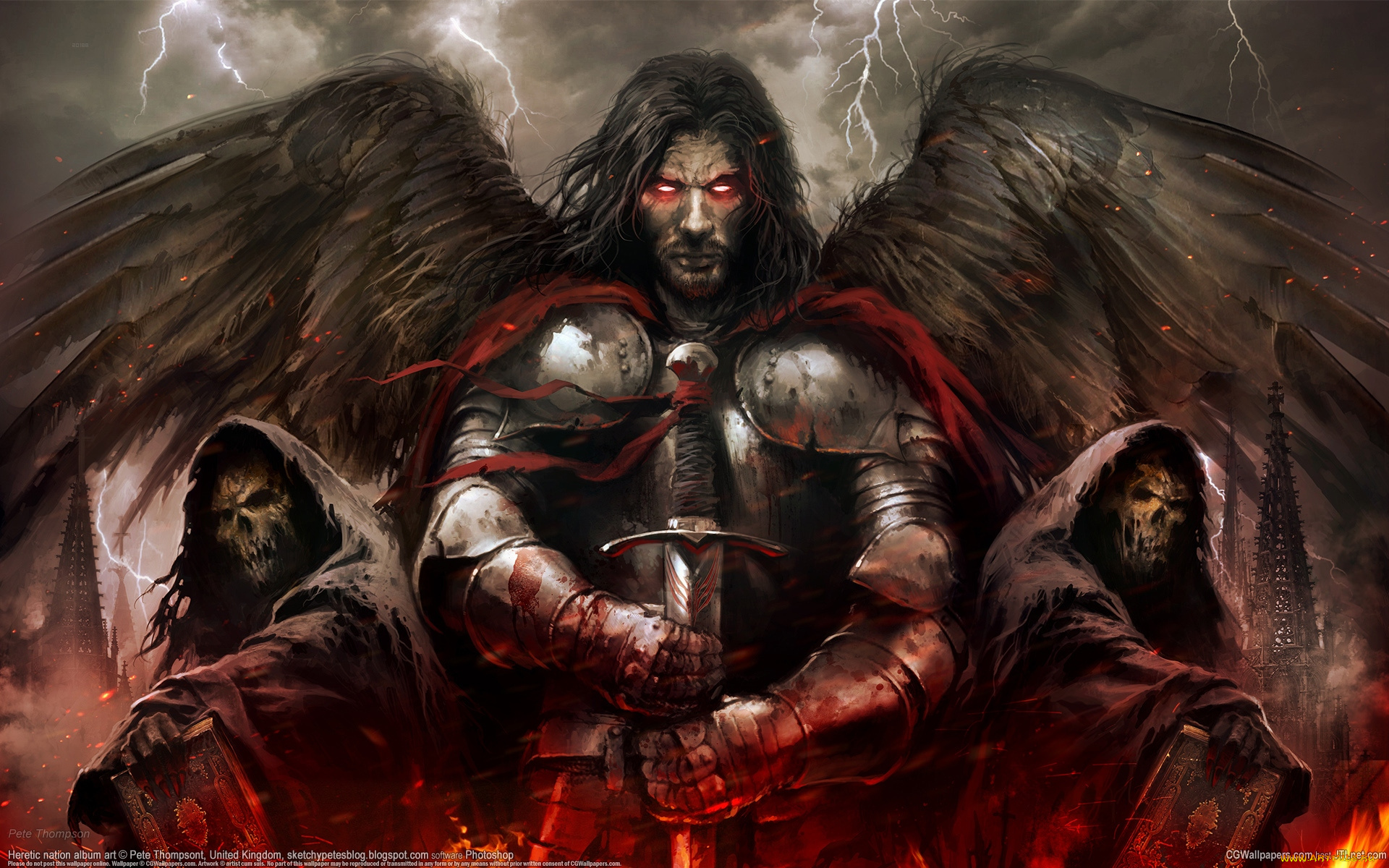 pete, thompson, фэнтези, нежить, рыцарь, pete, thompson, молнии, крылья