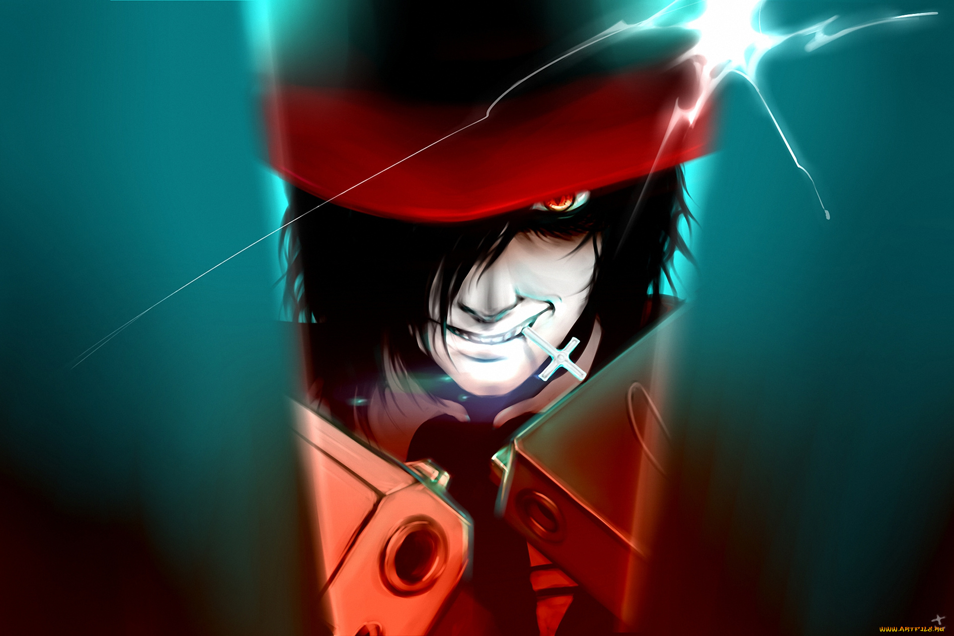 аниме, hellsing, alucard, vampire, пистолет, дракула, вампир