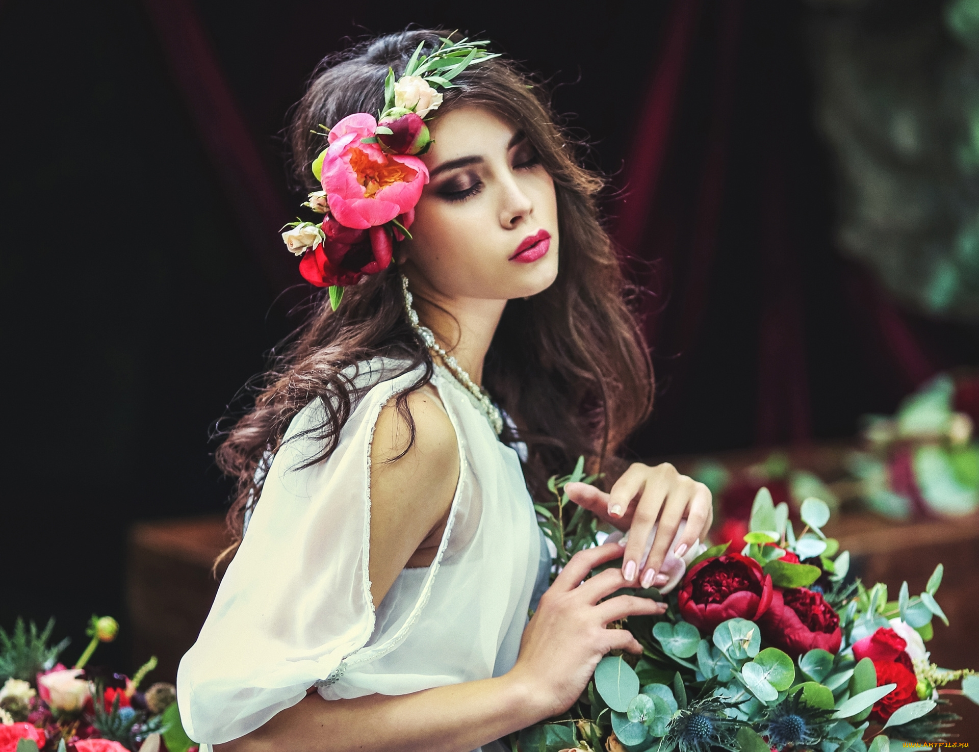 девушки, розалина, альбаева, цветы, настроение