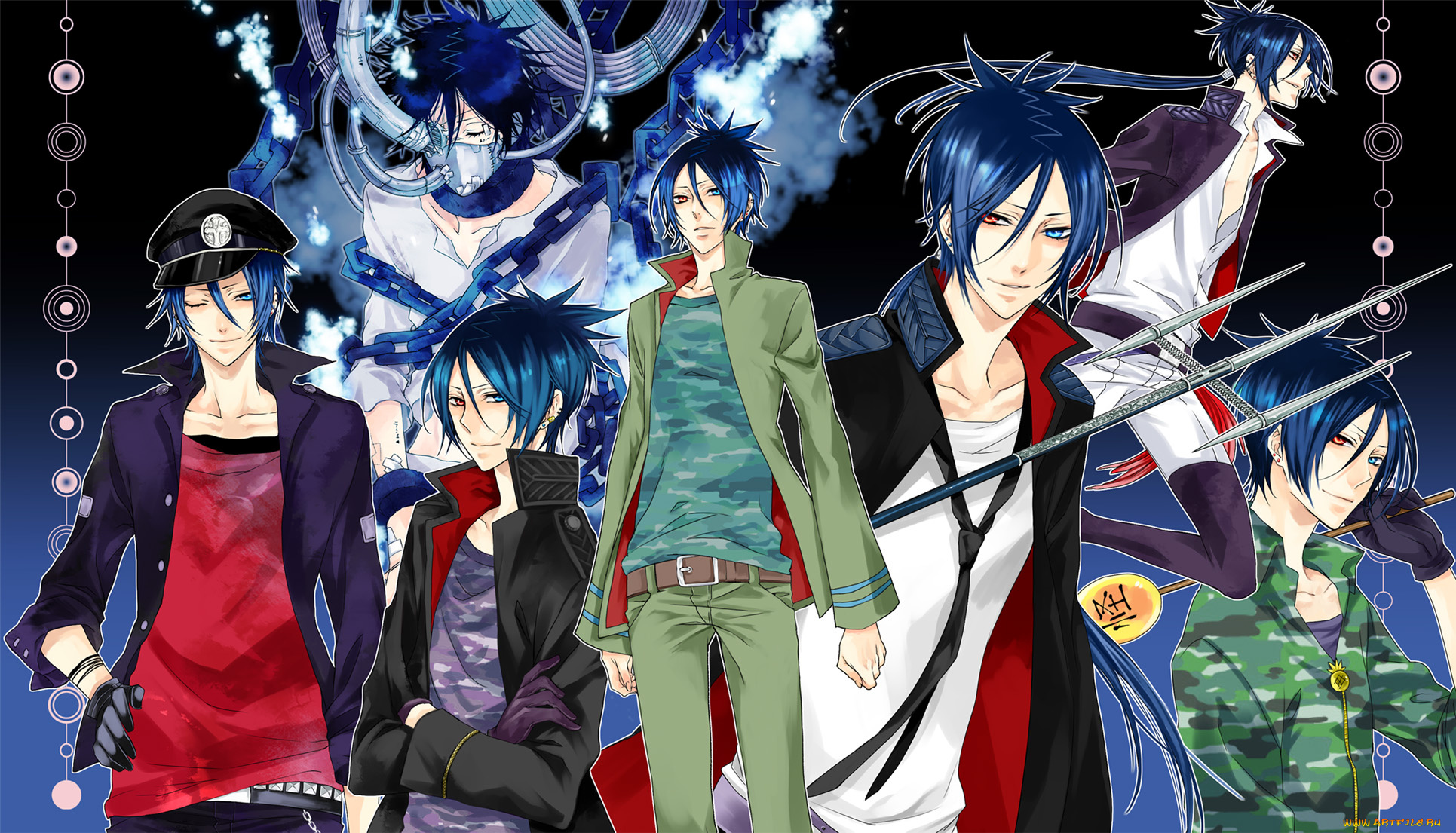 аниме, katekyo, hitman, reborn, учитель, мафиози, реборн, рокудо, мукуро, парень, персонаж, тризубец, иллюзионист, синие, волосы