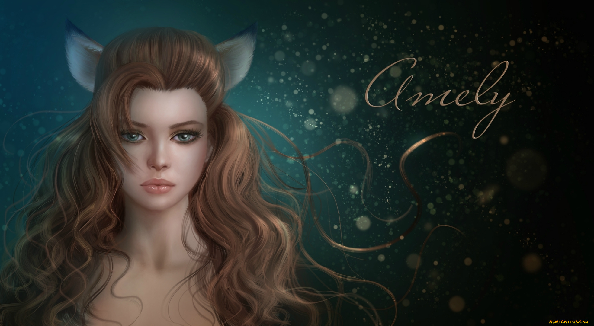 фэнтези, существа, взгляд, арт, русые, волосы, девушка