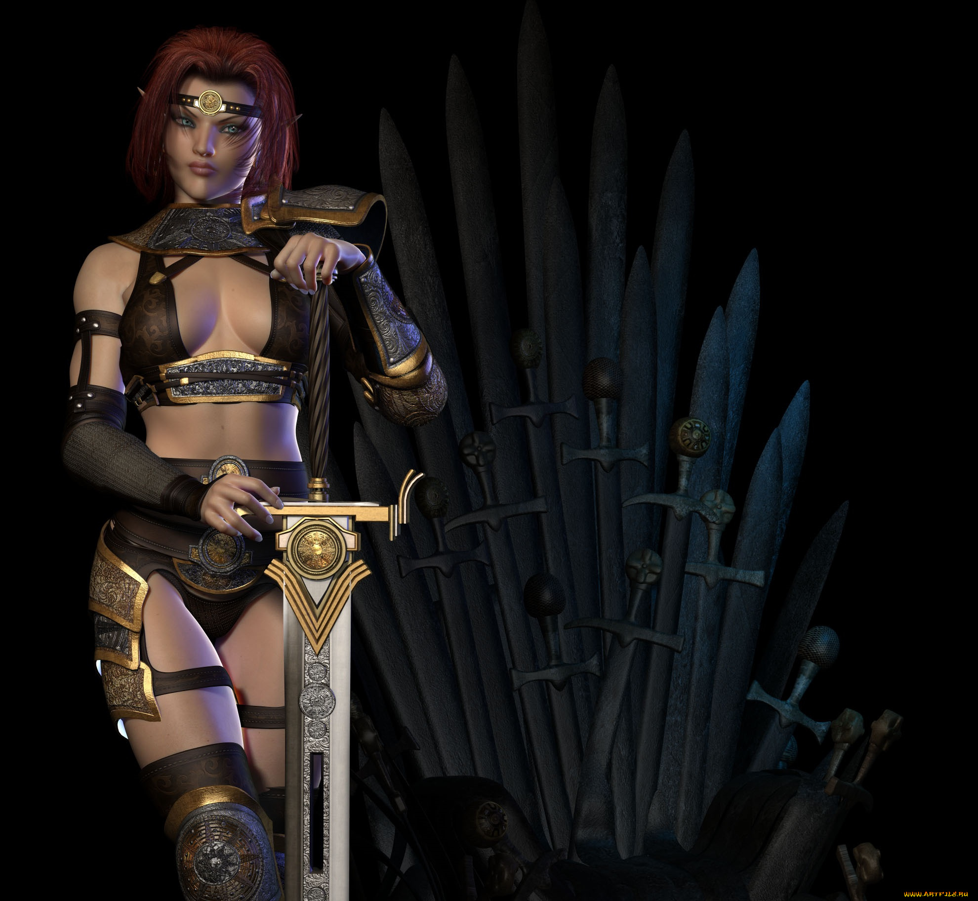 3д, графика, эльфы, , elves, эльфийки, взгляд, мечи