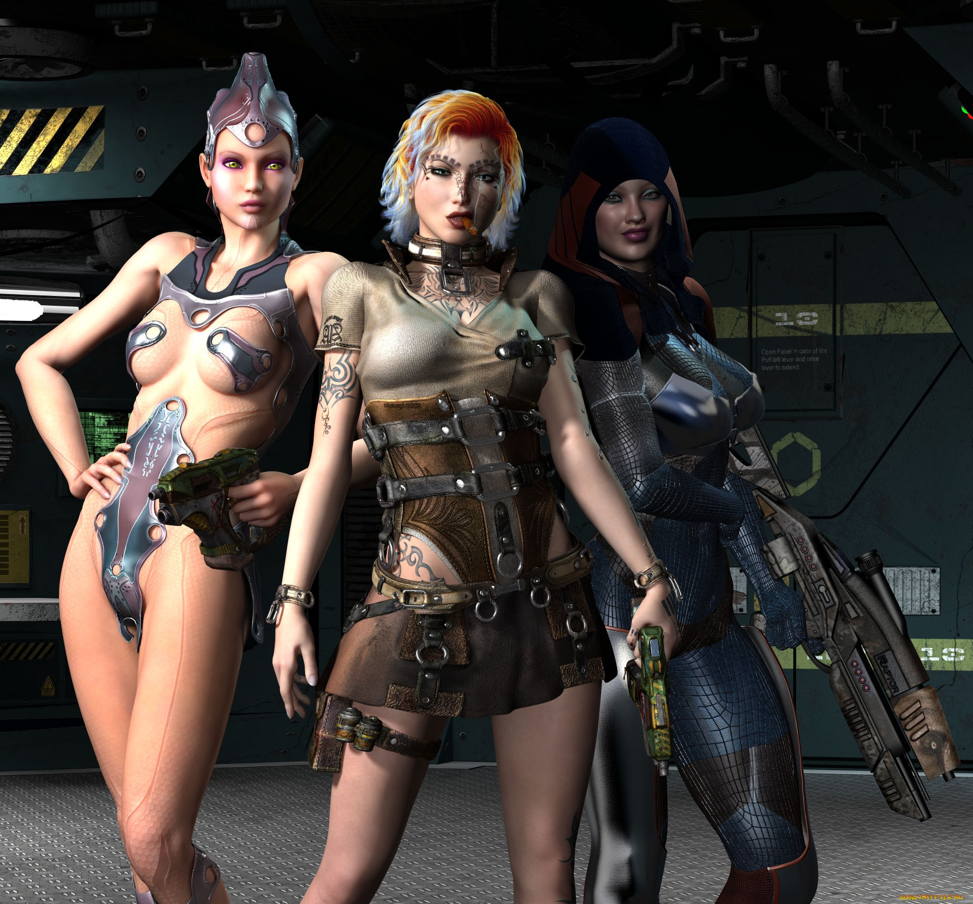 3д, графика, фантазия, , fantasy, девушки, взгляд, оружие