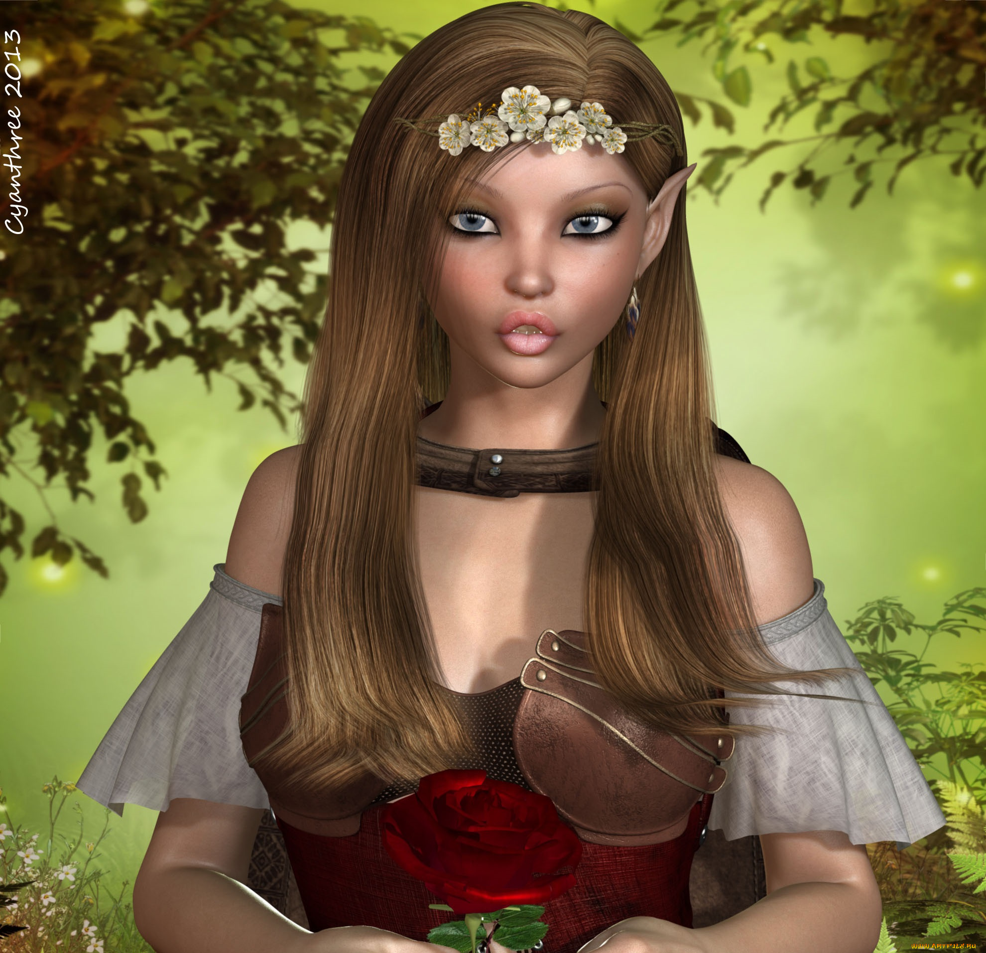 3д, графика, эльфы, , elves, эльфийка, взгляд