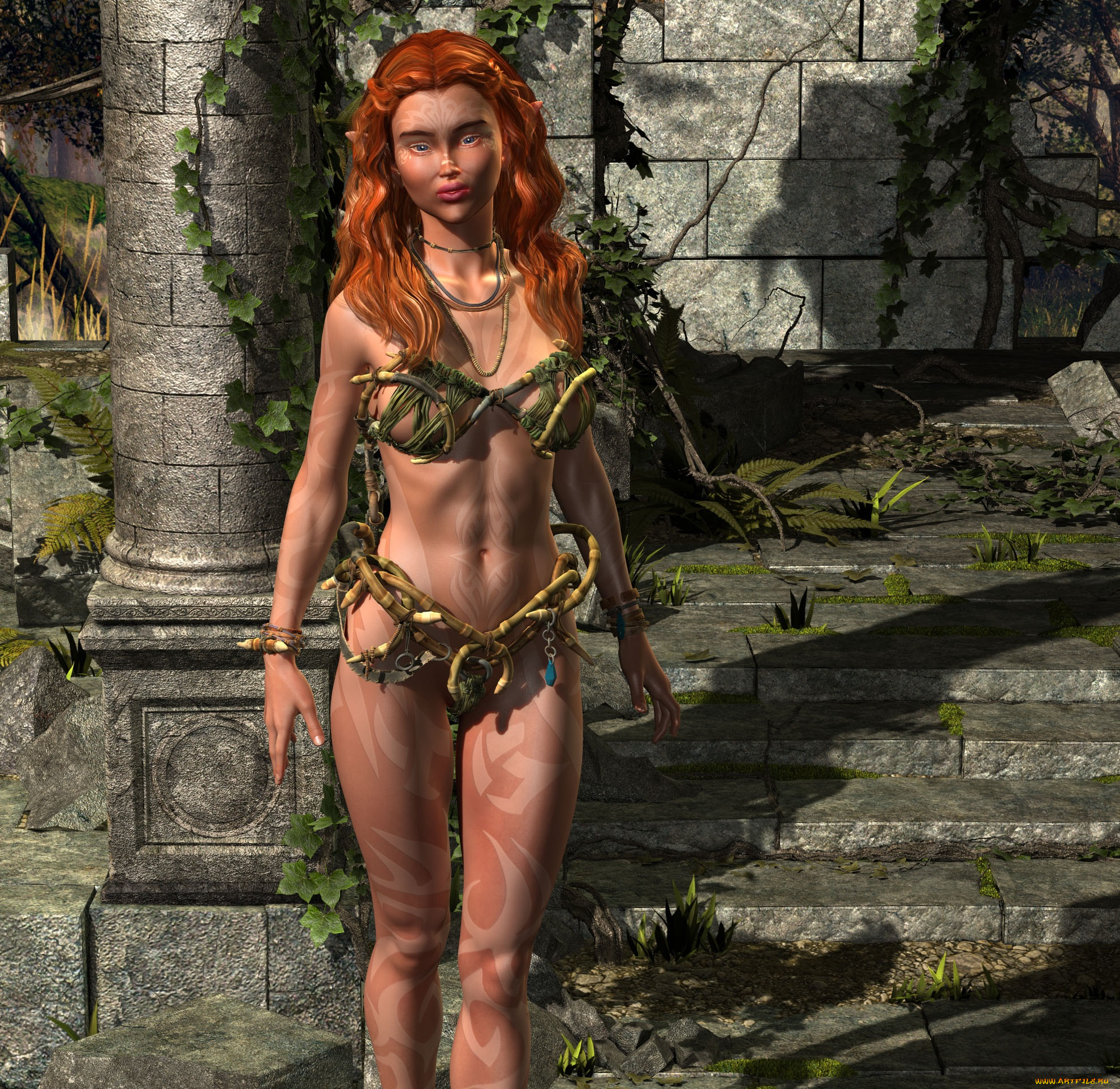 3д, графика, эльфы, , elves, эльфийка, взгляд