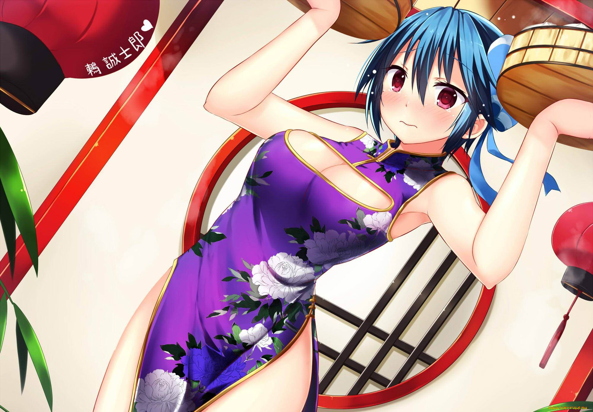 аниме, nisekoi, взгляд, еда, tsugumi, девушка, art, kahookashii, юката, декольте, смущение