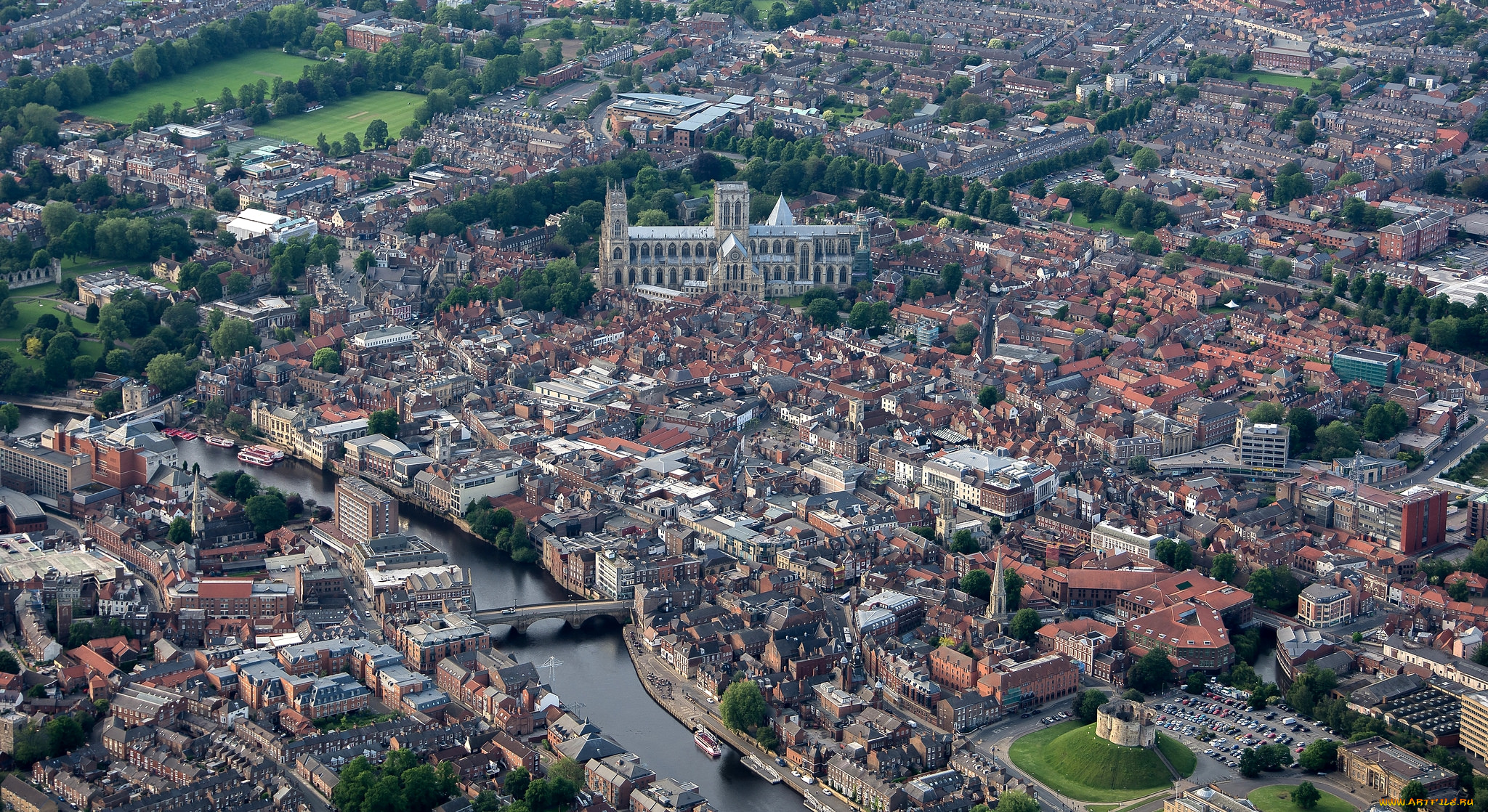 йорк, , англия, города, -, панорамы, церковь, дома