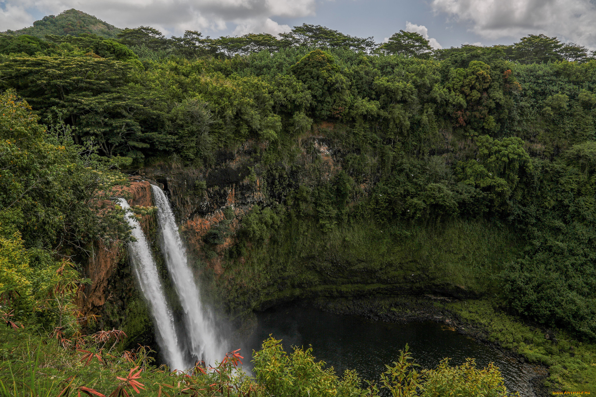природа, водопады, скалы, лес, водопад