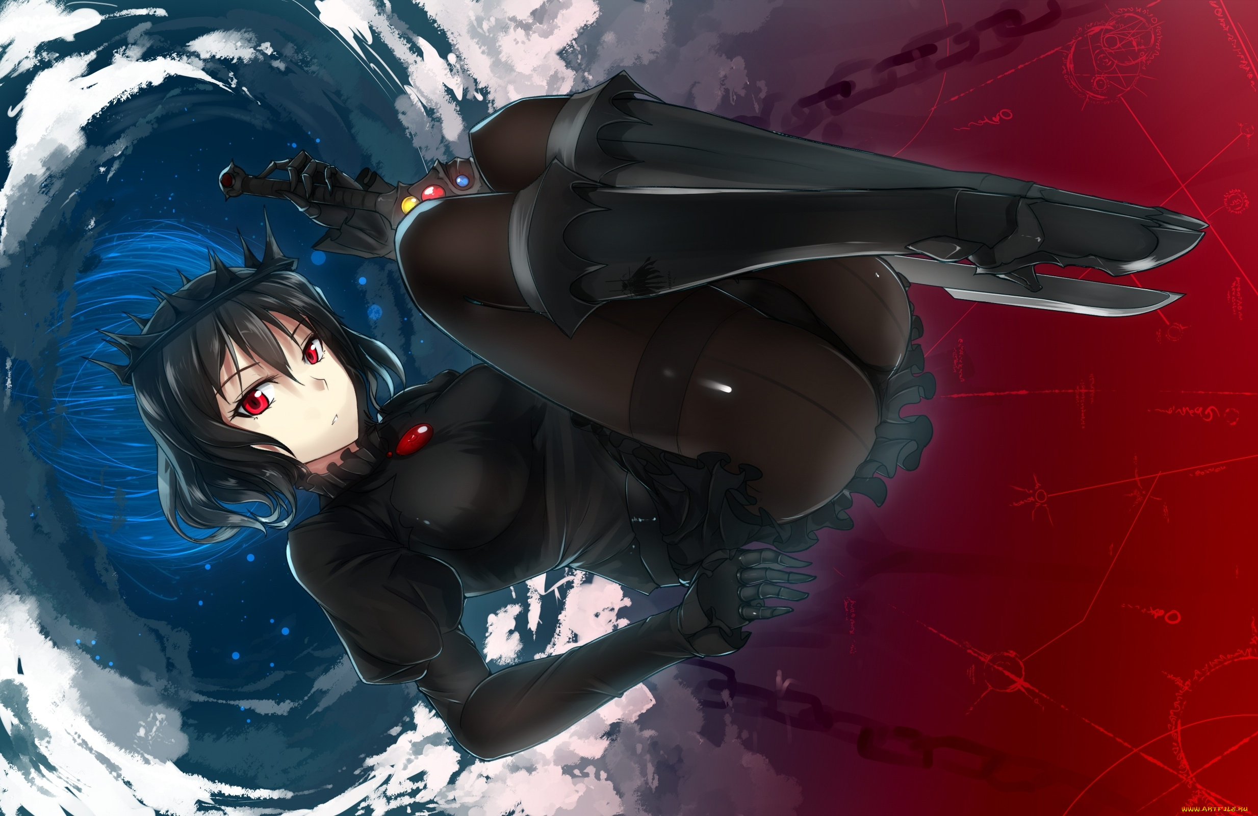 аниме, -weapon, , blood, &, technology, корона, меч, цепь, девушка, swordwaltz, арт, сфера, оружие