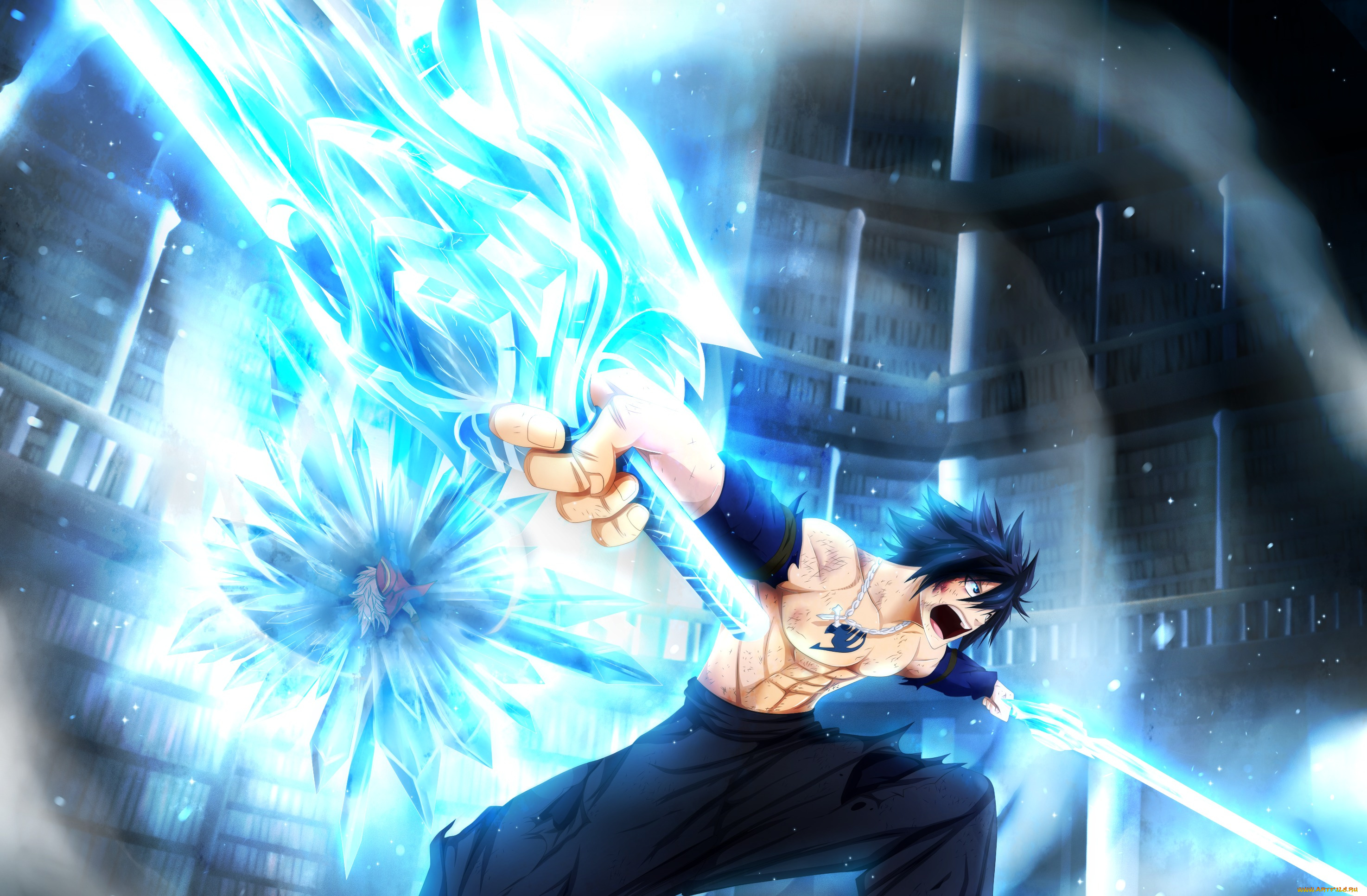 аниме, fairy, tail, rufus, lore, gray, fullbuster, мечи, сказка, о, хвосте, феи, fairy, tail, лед, оружие, битва, парни, kortrex, арт