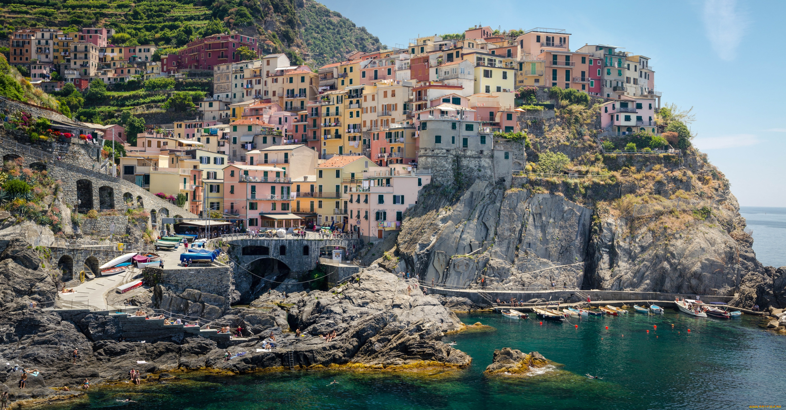 манарола, города, амальфийское, и, лигурийское, побережье, , италия, дома