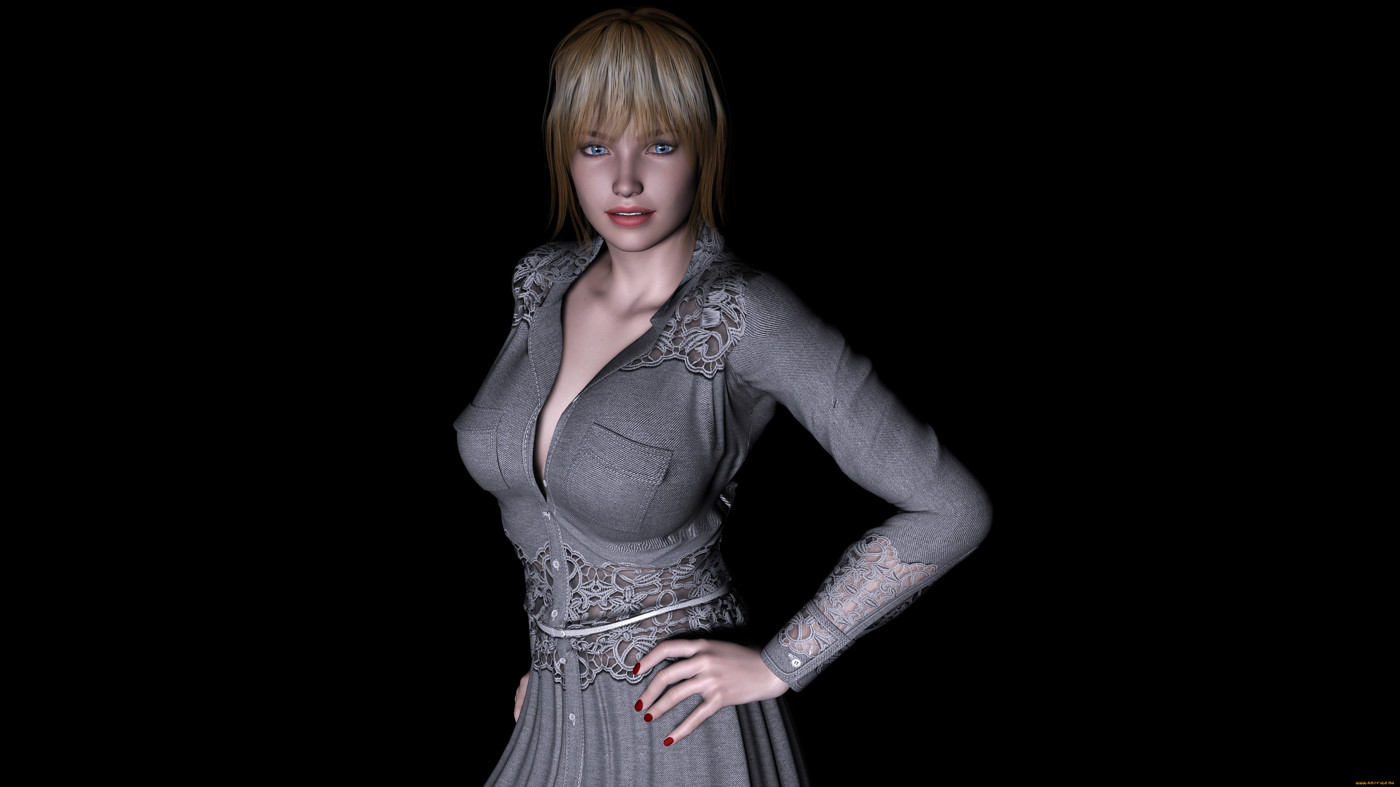 monika, 3д, графика, люди, , people, девушка, взгляд, фон