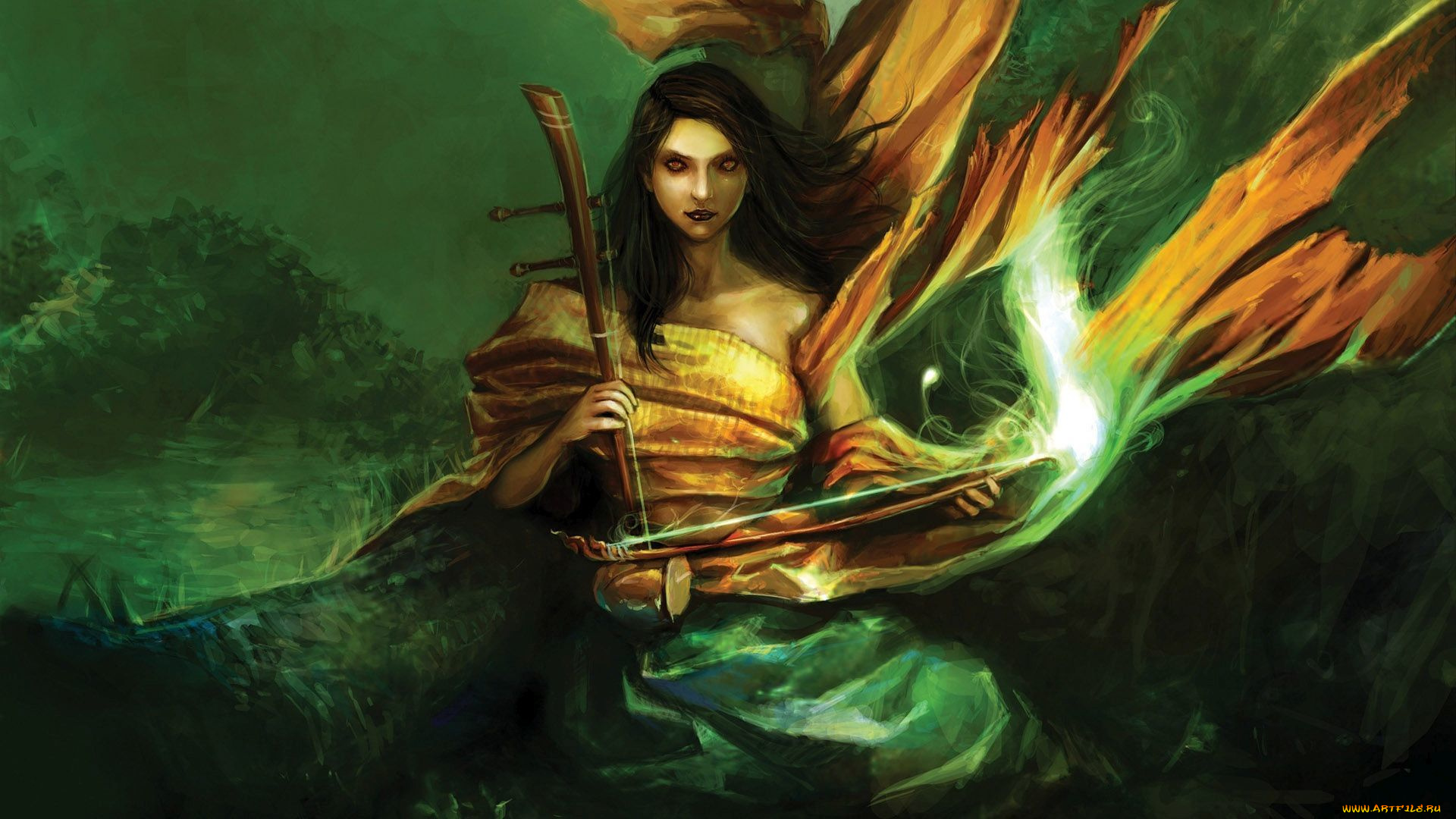 фэнтези, девушки, взгляд, девушка, магия, фон