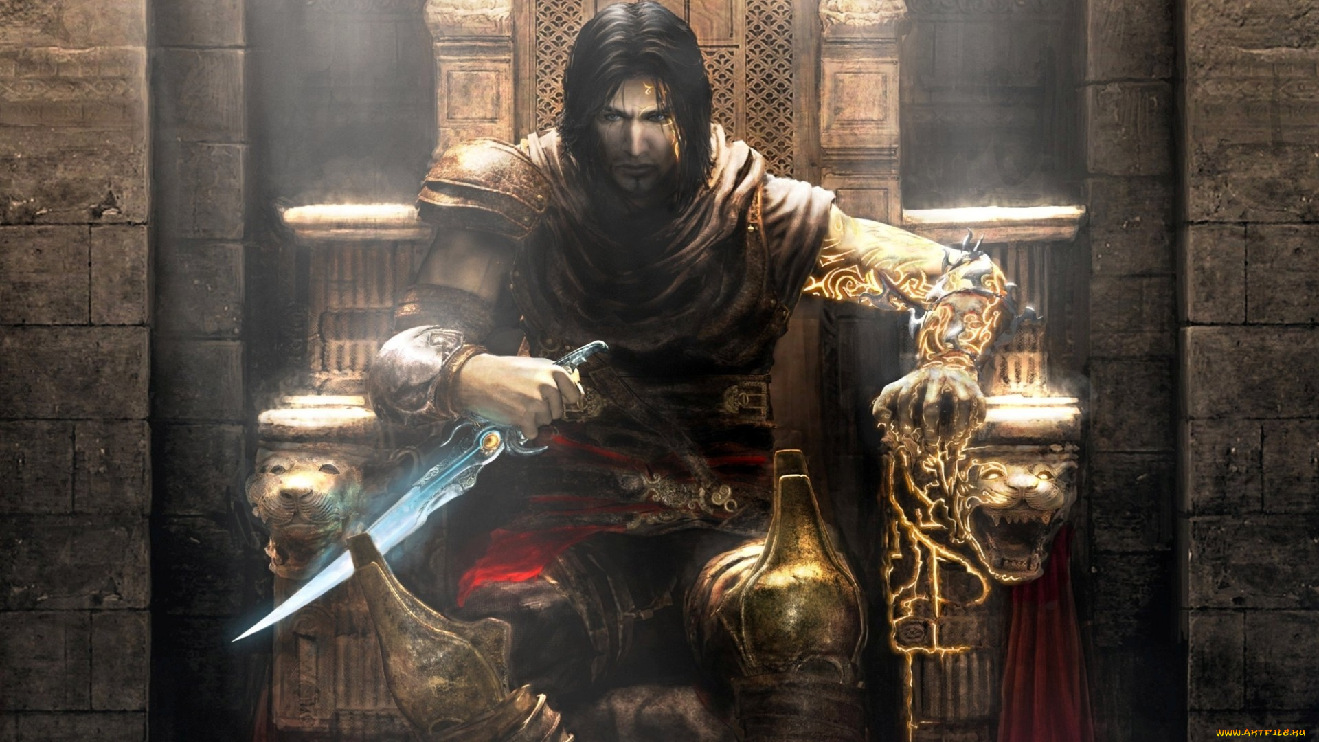 фэнтези, люди, трон, оружие, фон, взгляд, мужчина