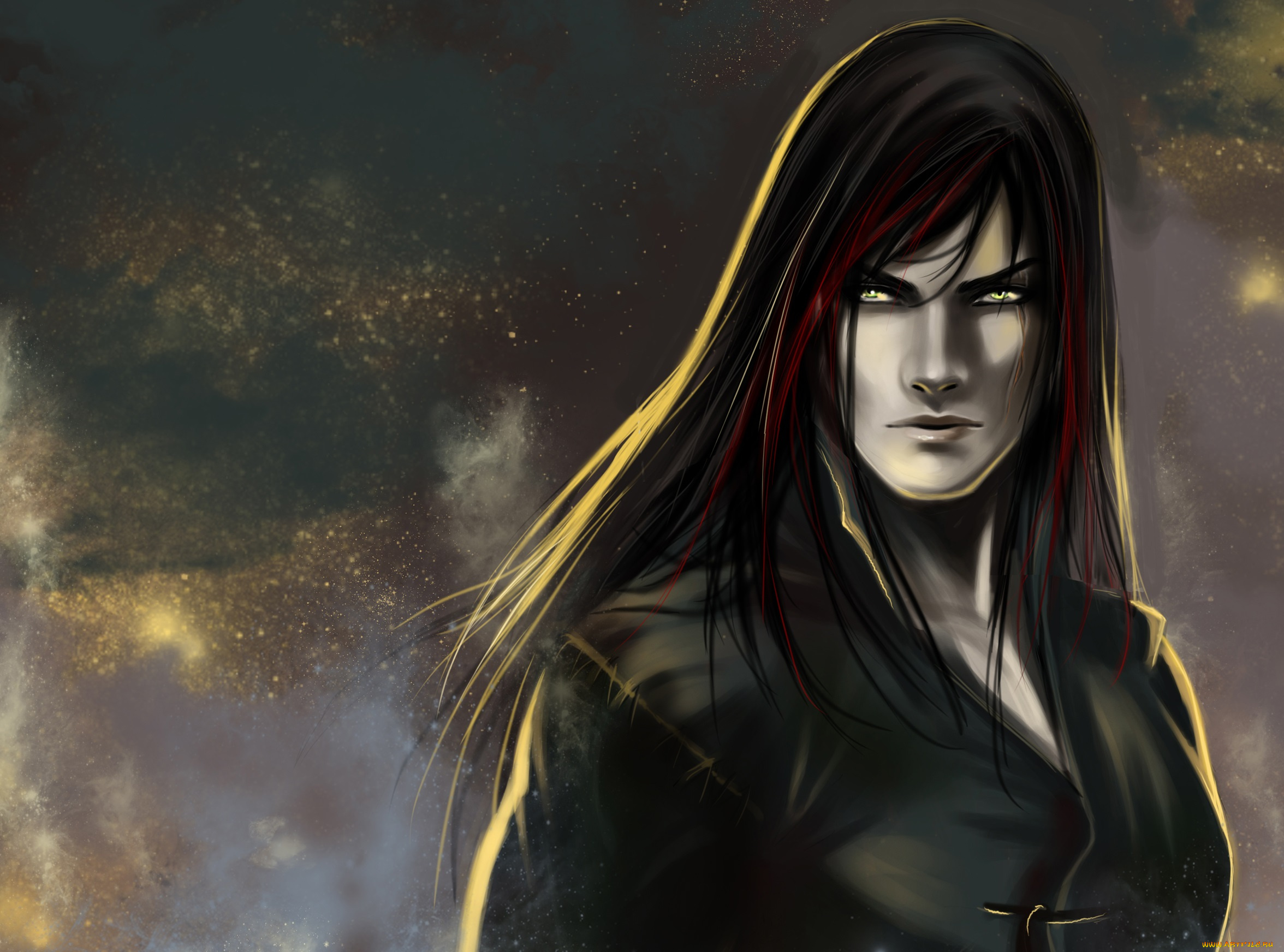 фэнтези, люди, взгляд, брюнет, парень, арт, laufey