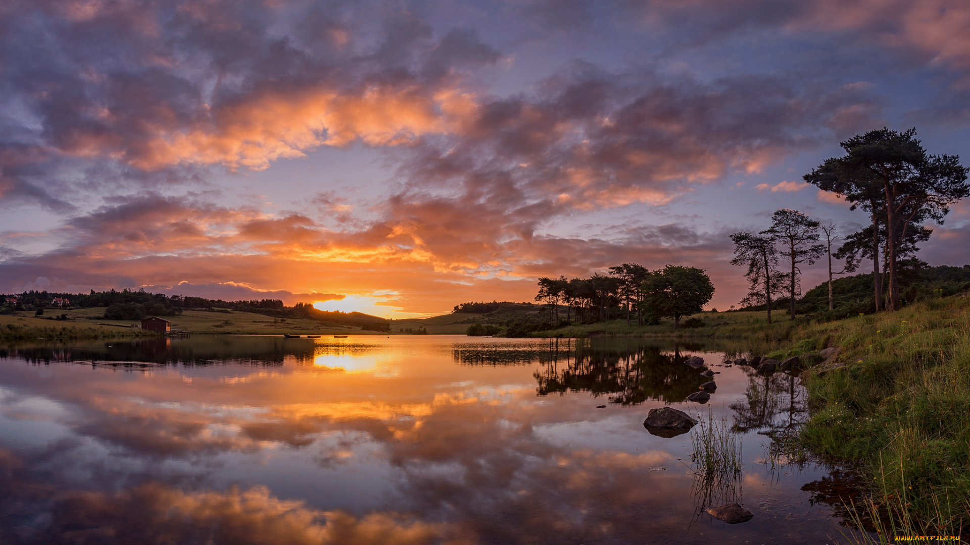 природа, восходы, закаты, лес, река