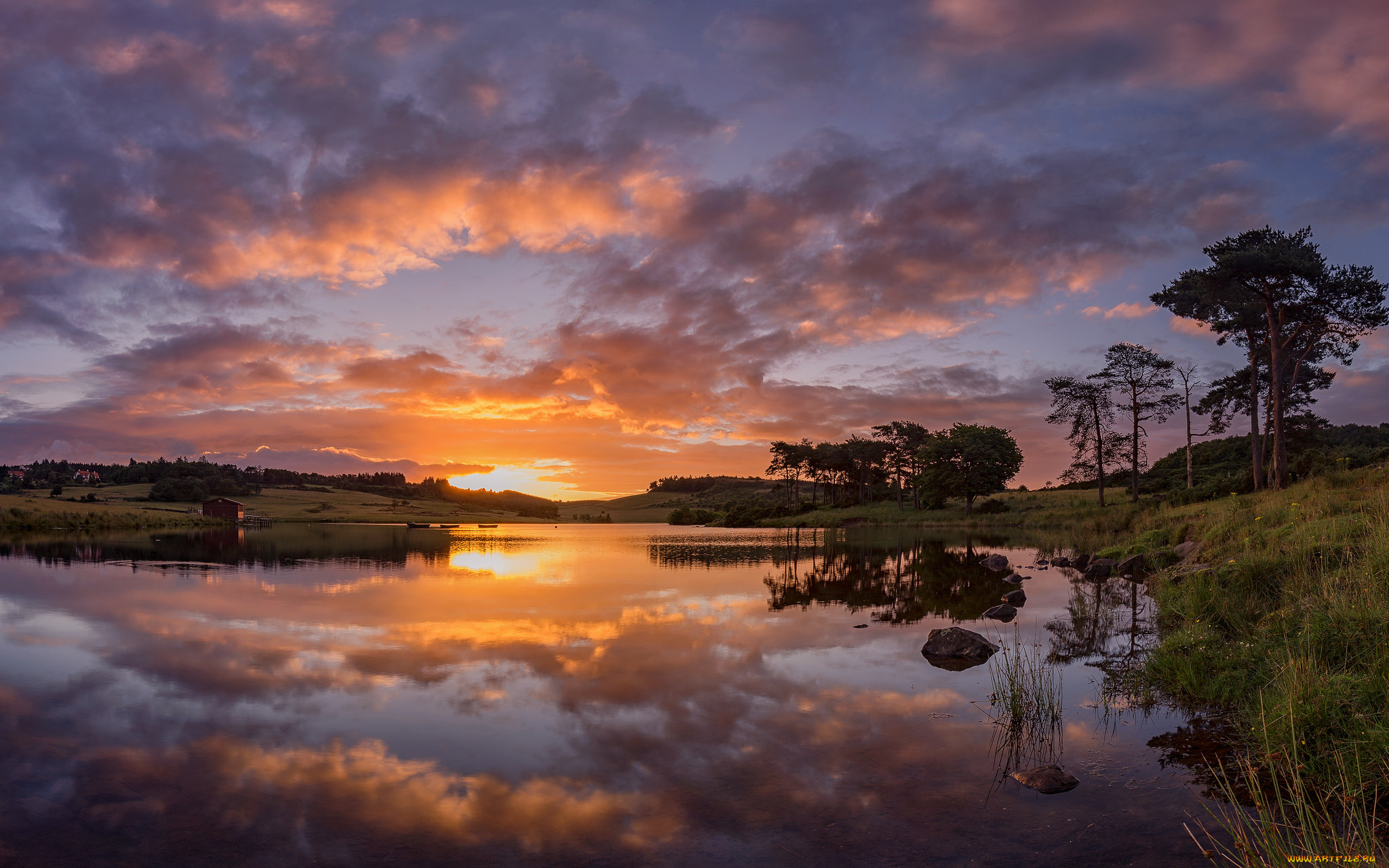 природа, восходы, закаты, лес, река