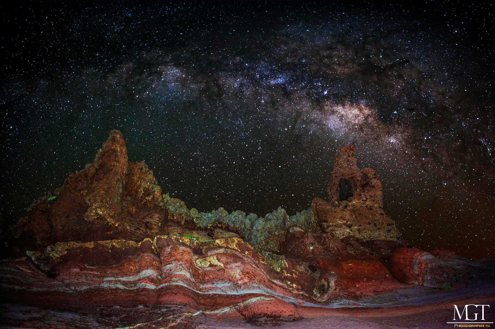 природа, горы, скалы, ночь