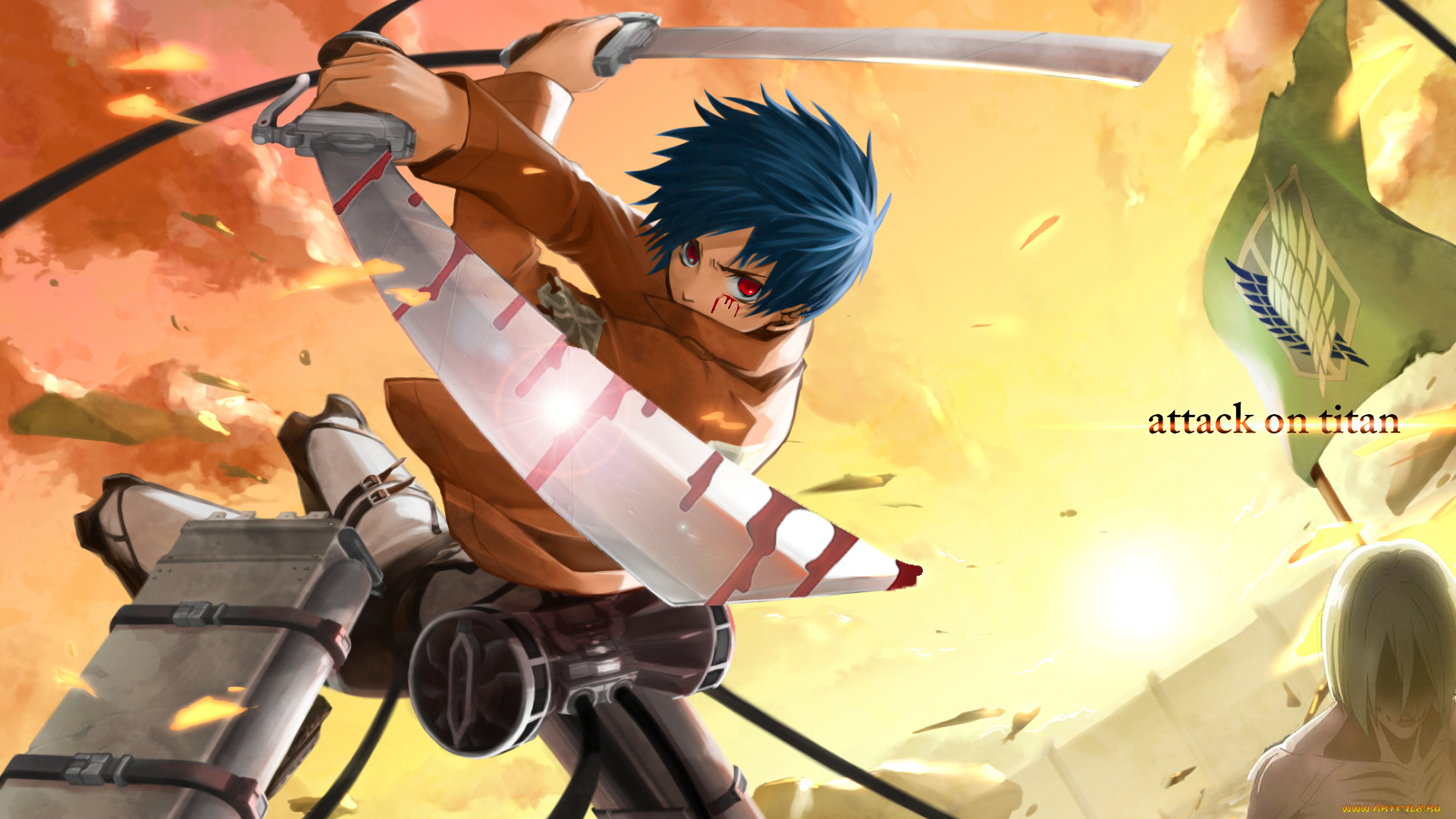 аниме, shingeki, no, kyojin, атака, титанов