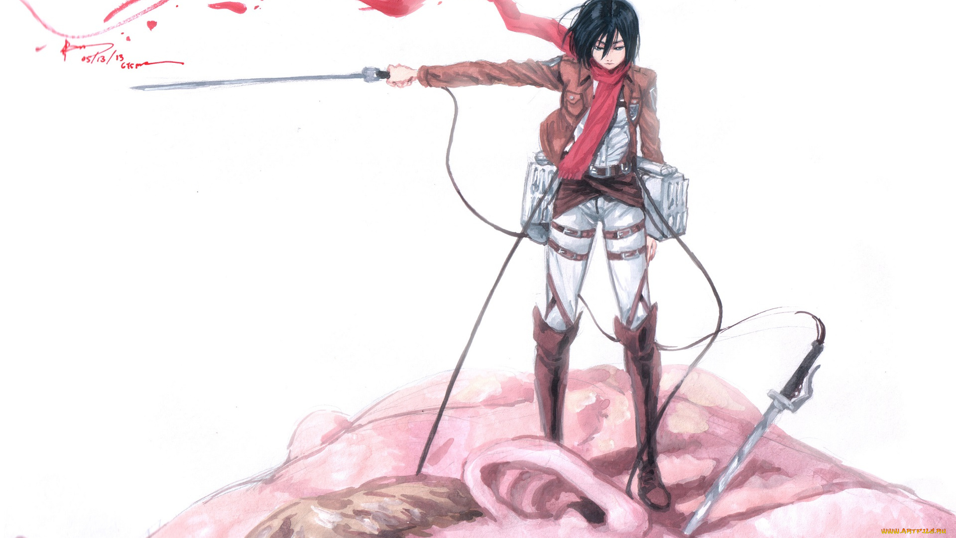 аниме, shingeki, no, kyojin, микаса