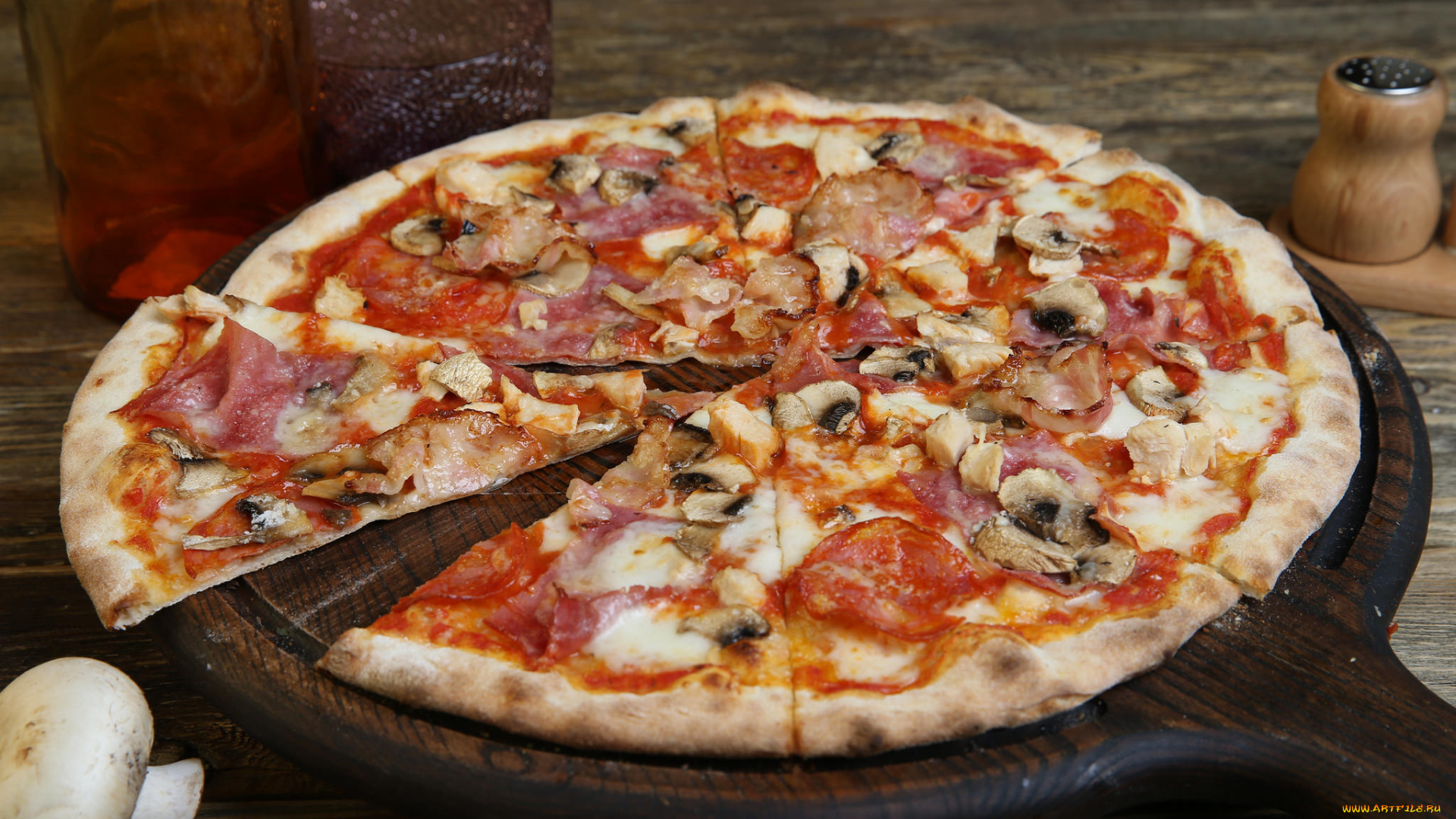 еда, пицца, сыр, начинка, томат