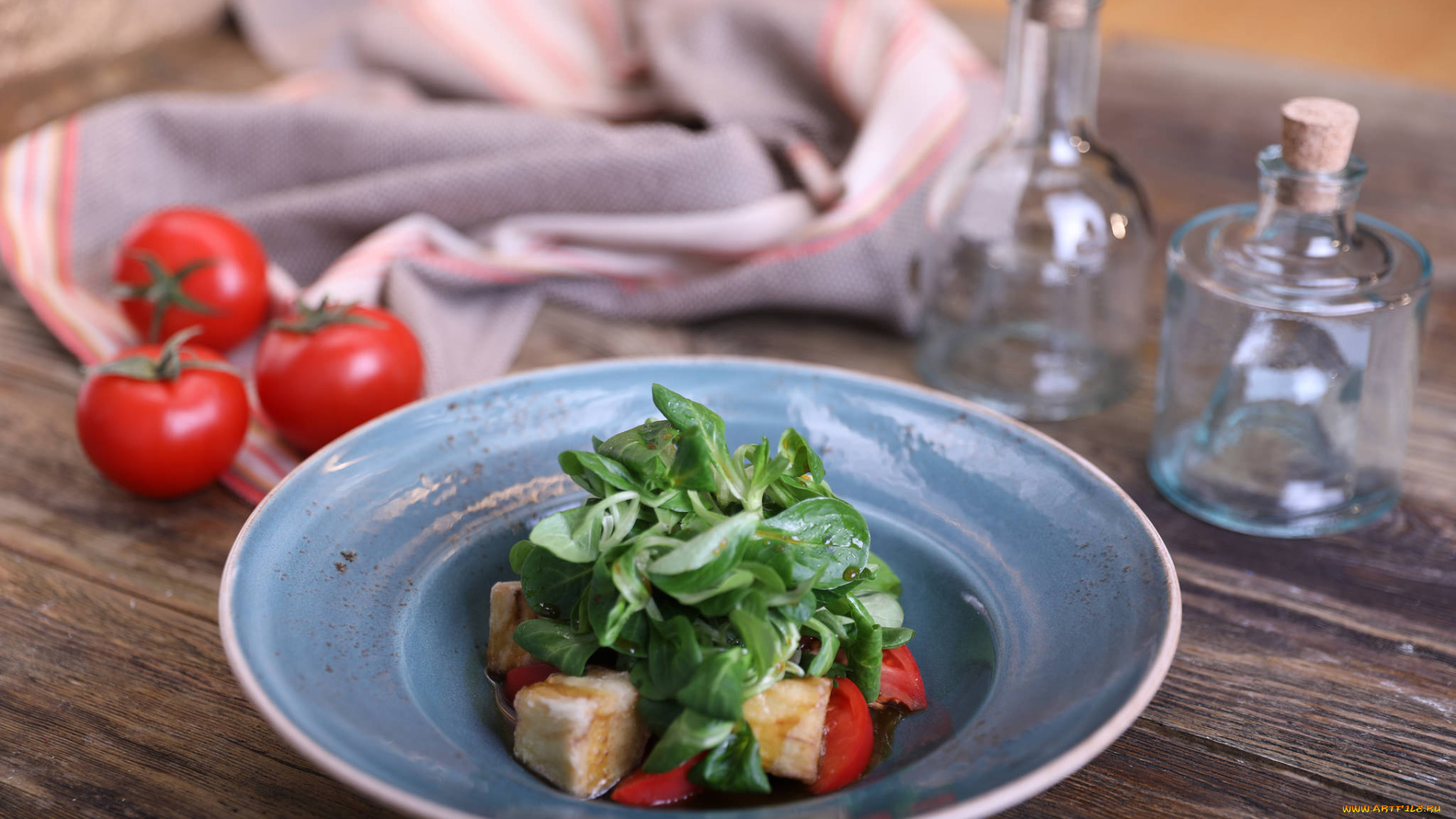 еда, салаты, , закуски, салат, зелень, закуска, сухари, томаты, помидоры