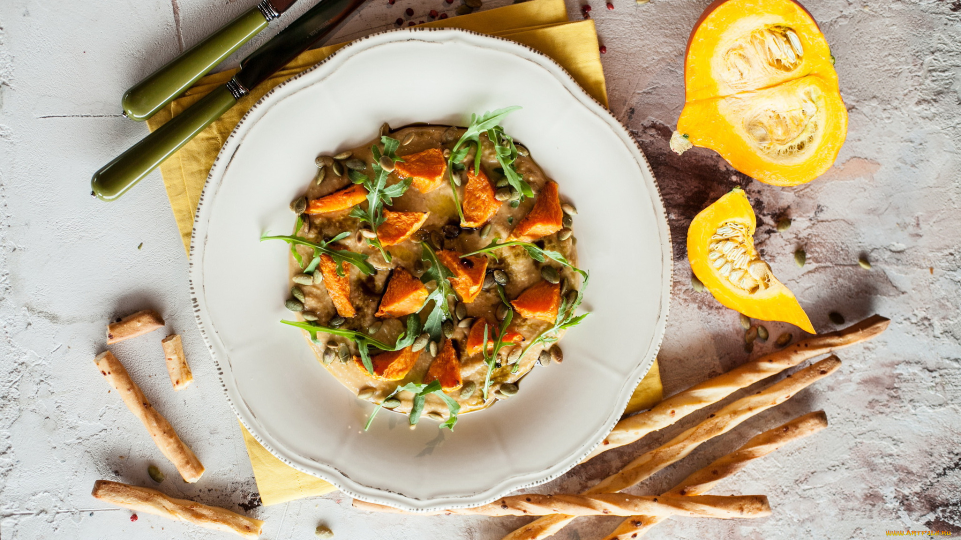 еда, вторые, блюда, тыква, палочки, зелень, второе, блюдо