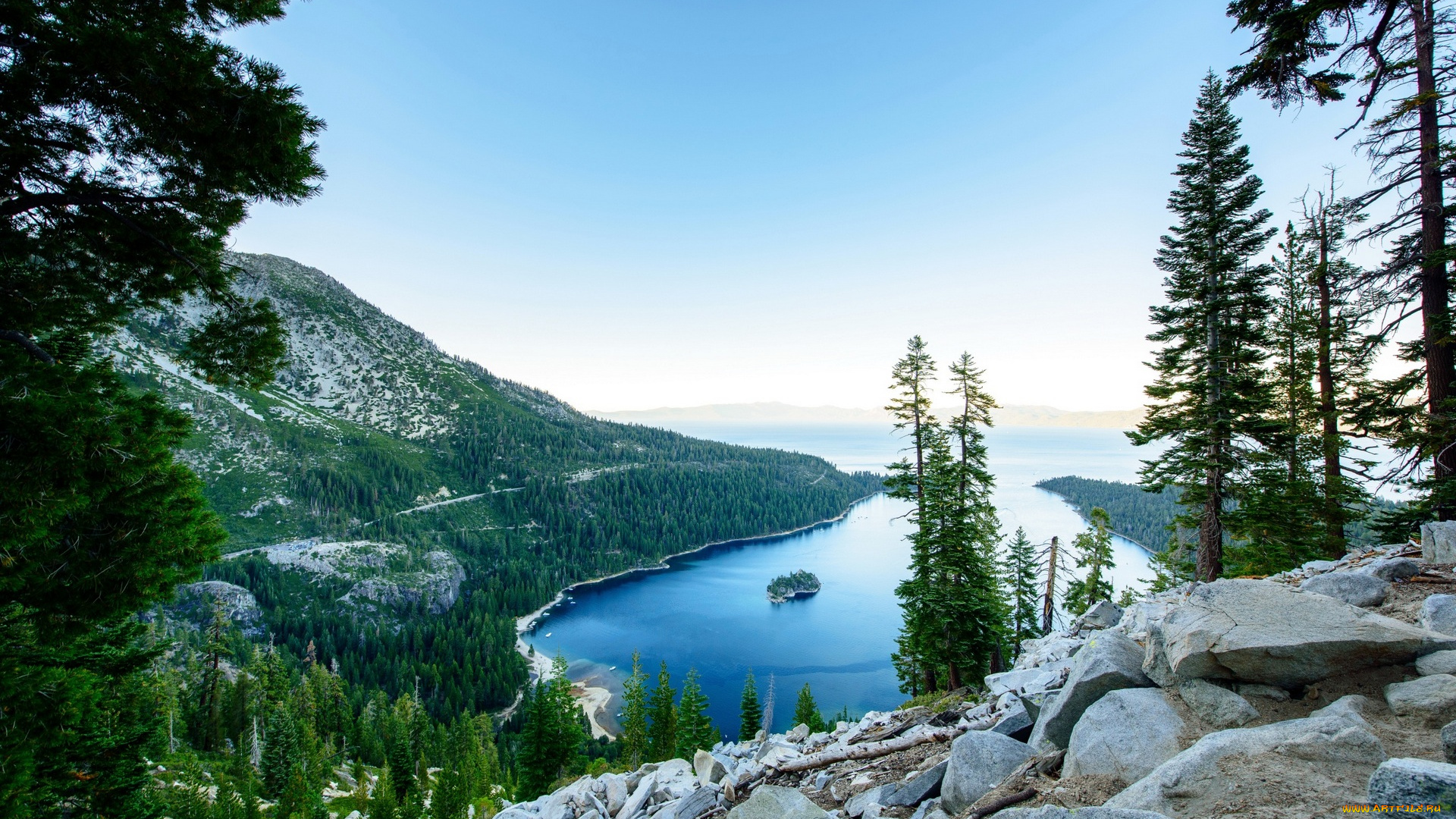 природа, реки, озера, водоем, камни, деревья