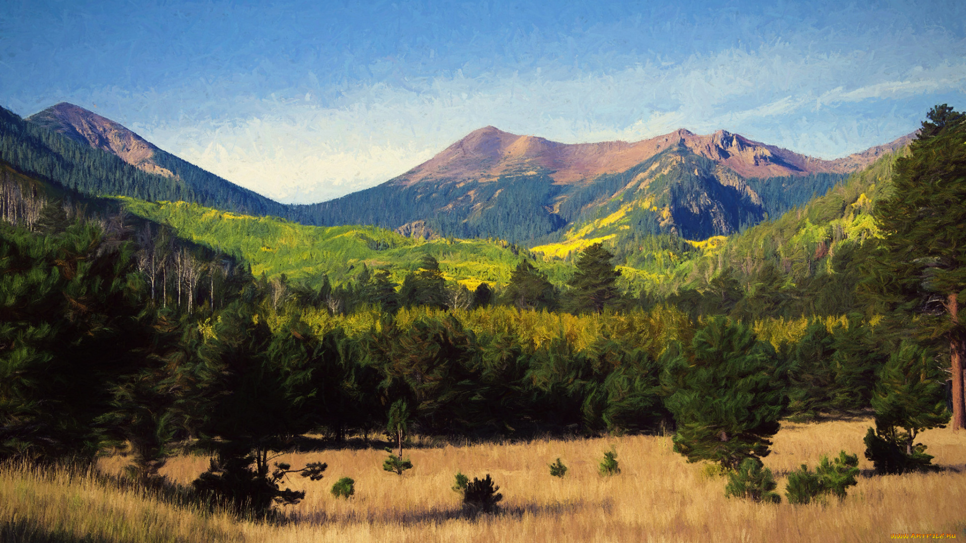 разное, компьютерный, дизайн, дизайн, природа, елки, деревья, горы